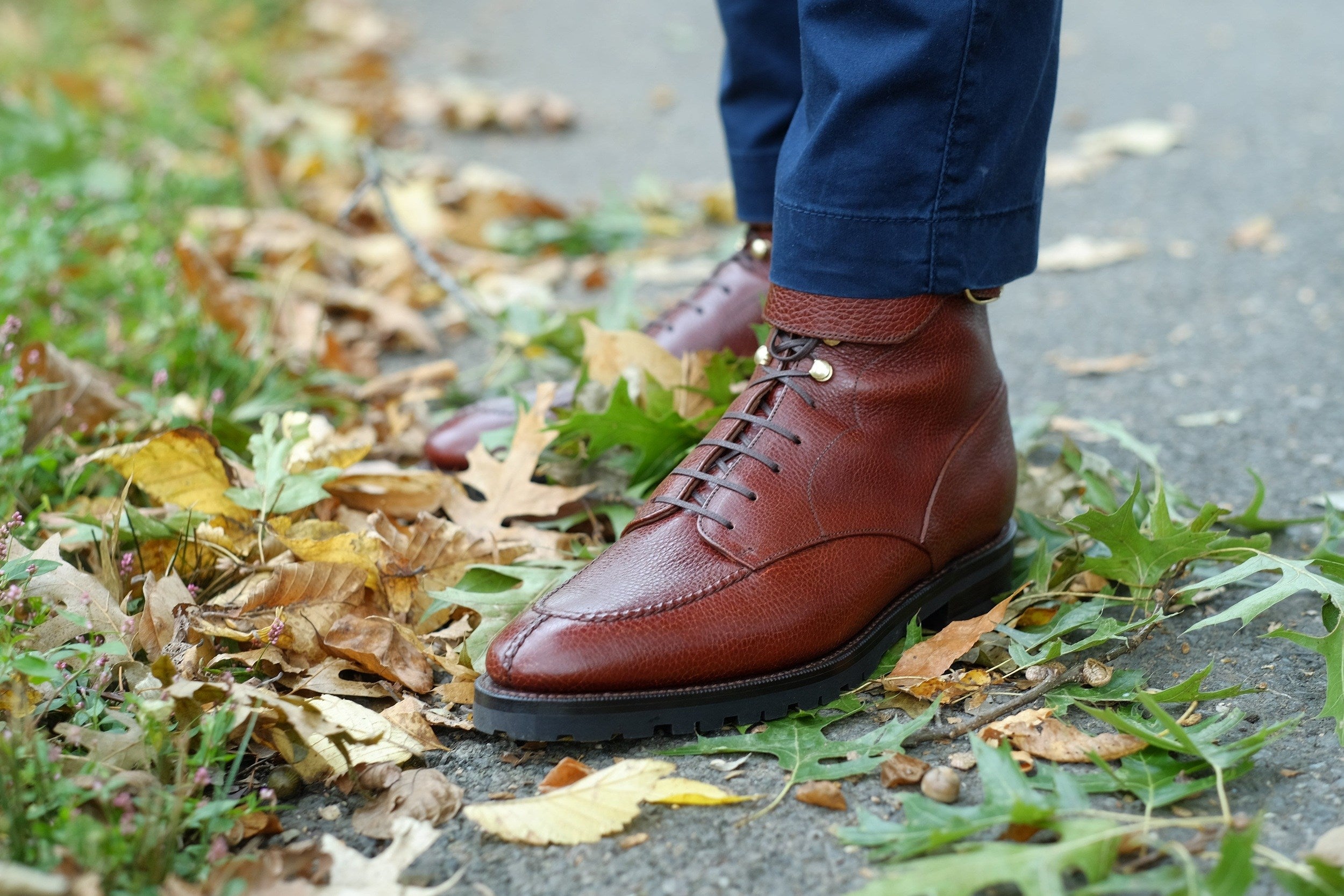 Colville - MTO - Chestnut Soft Hatch Grain - TMG Last - Commando Sole-Made To Order Strap Boots-J.FitzPatrick Footwear