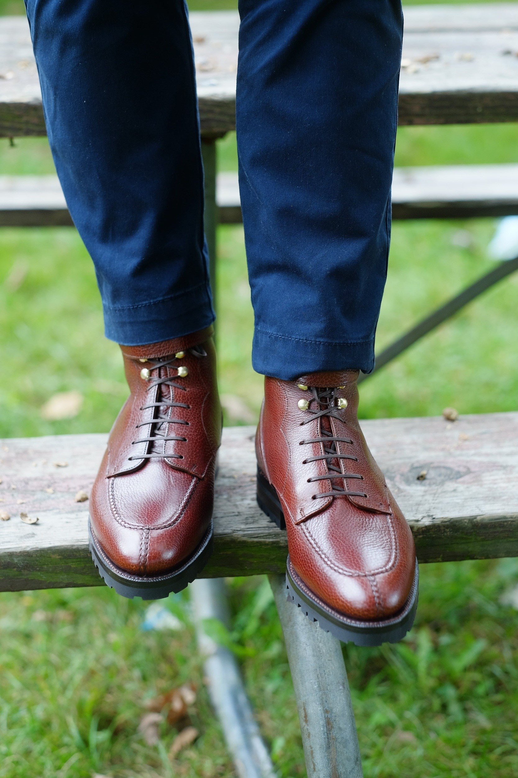 Colville - MTO - Chestnut Soft Hatch Grain - TMG Last - Commando Sole-Made To Order Strap Boots-J.FitzPatrick Footwear