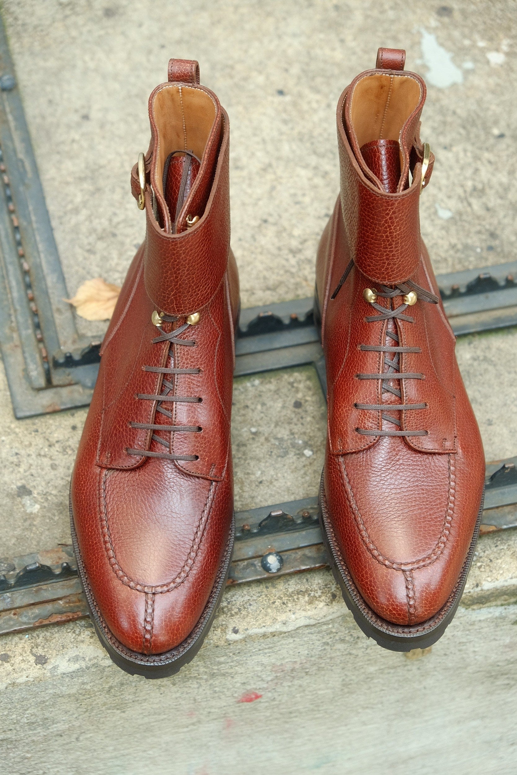 Colville - MTO - Chestnut Soft Hatch Grain - TMG Last - Commando Sole-Made To Order Strap Boots-J.FitzPatrick Footwear