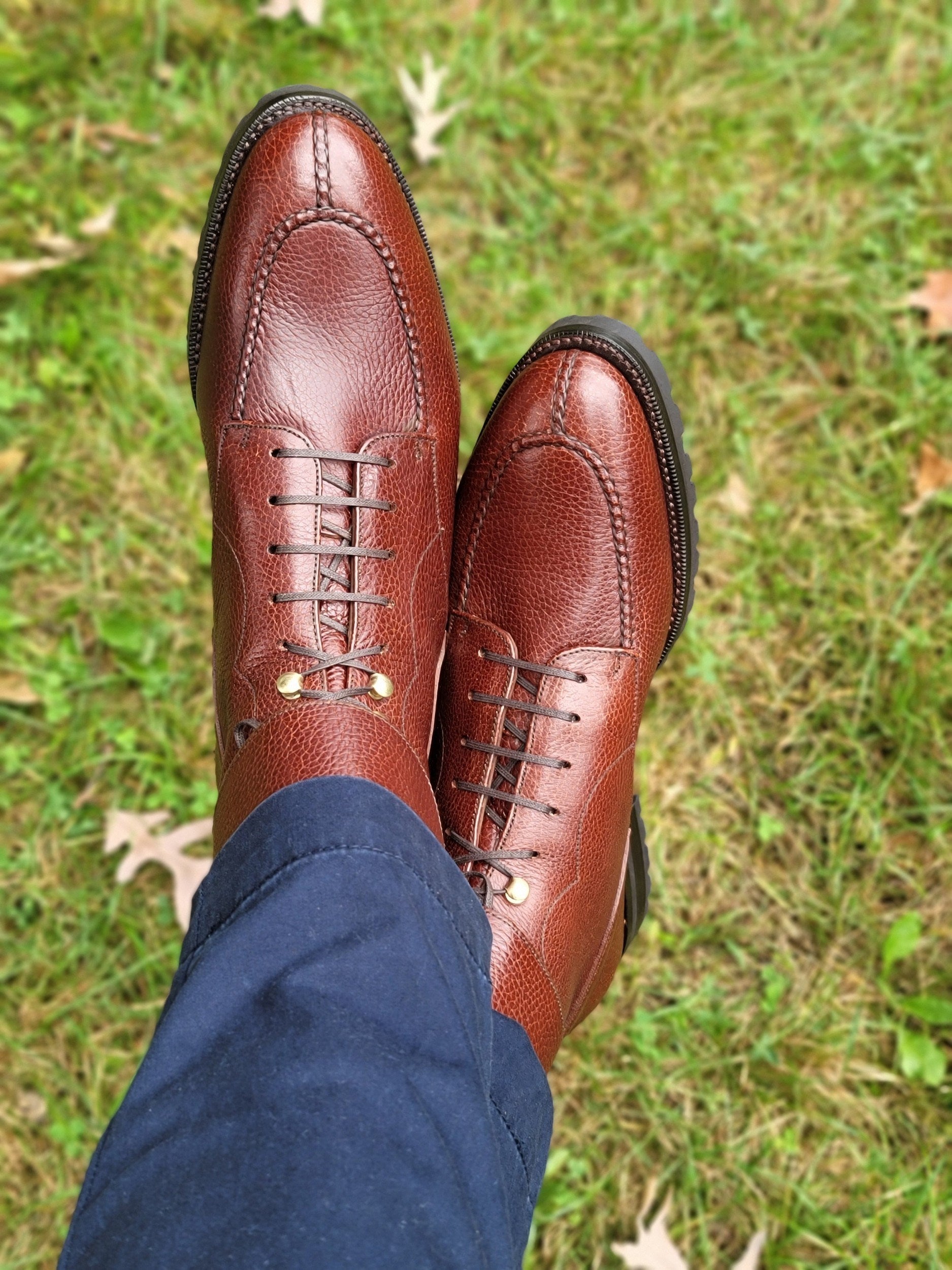 Colville - MTO - Chestnut Soft Hatch Grain - TMG Last - Commando Sole-Made To Order Strap Boots-J.FitzPatrick Footwear