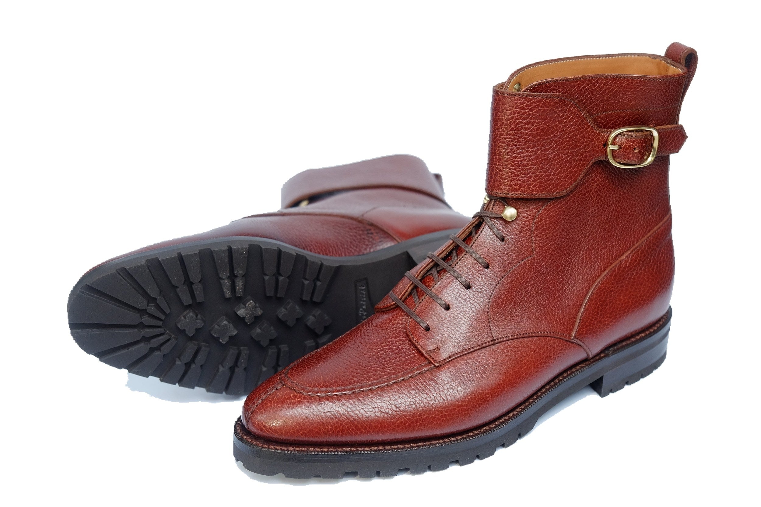 Colville - MTO - Chestnut Soft Hatch Grain - TMG Last - Commando Sole-Made To Order Strap Boots-J.FitzPatrick Footwear