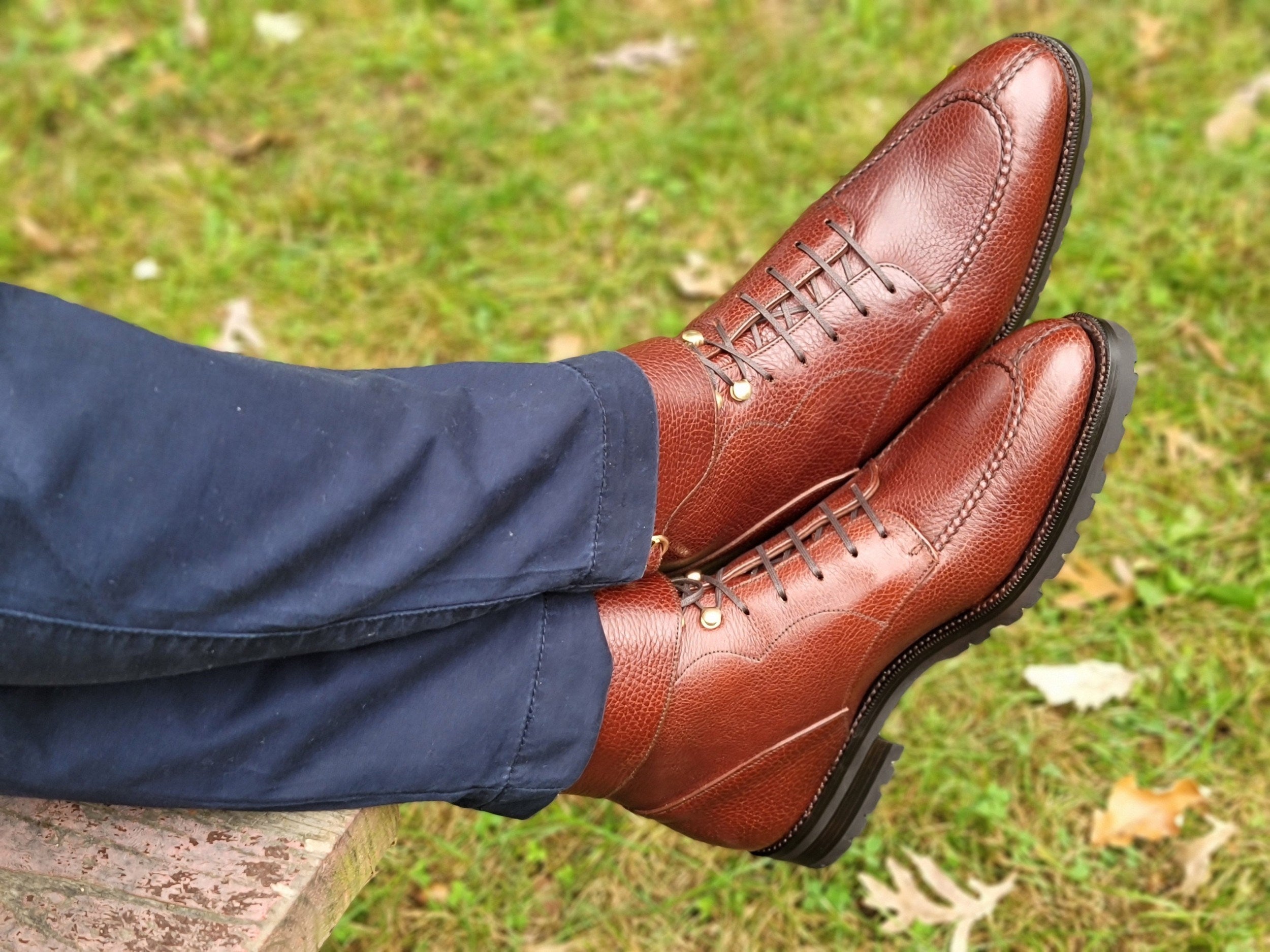 Colville - MTO - Chestnut Soft Hatch Grain - TMG Last - Commando Sole-Made To Order Strap Boots-J.FitzPatrick Footwear
