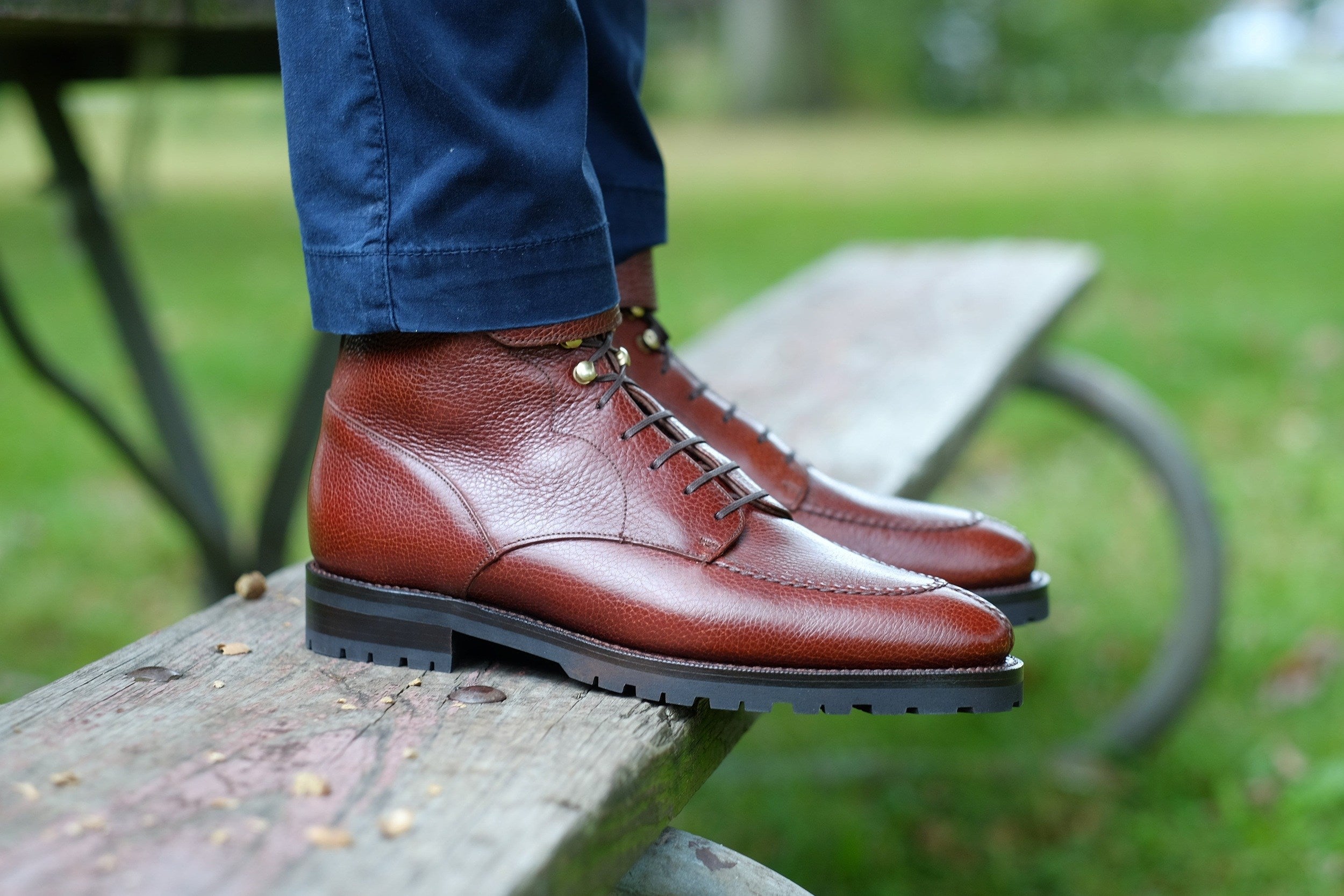 Colville - MTO - Chestnut Soft Hatch Grain - TMG Last - Commando Sole-Made To Order Strap Boots-J.FitzPatrick Footwear