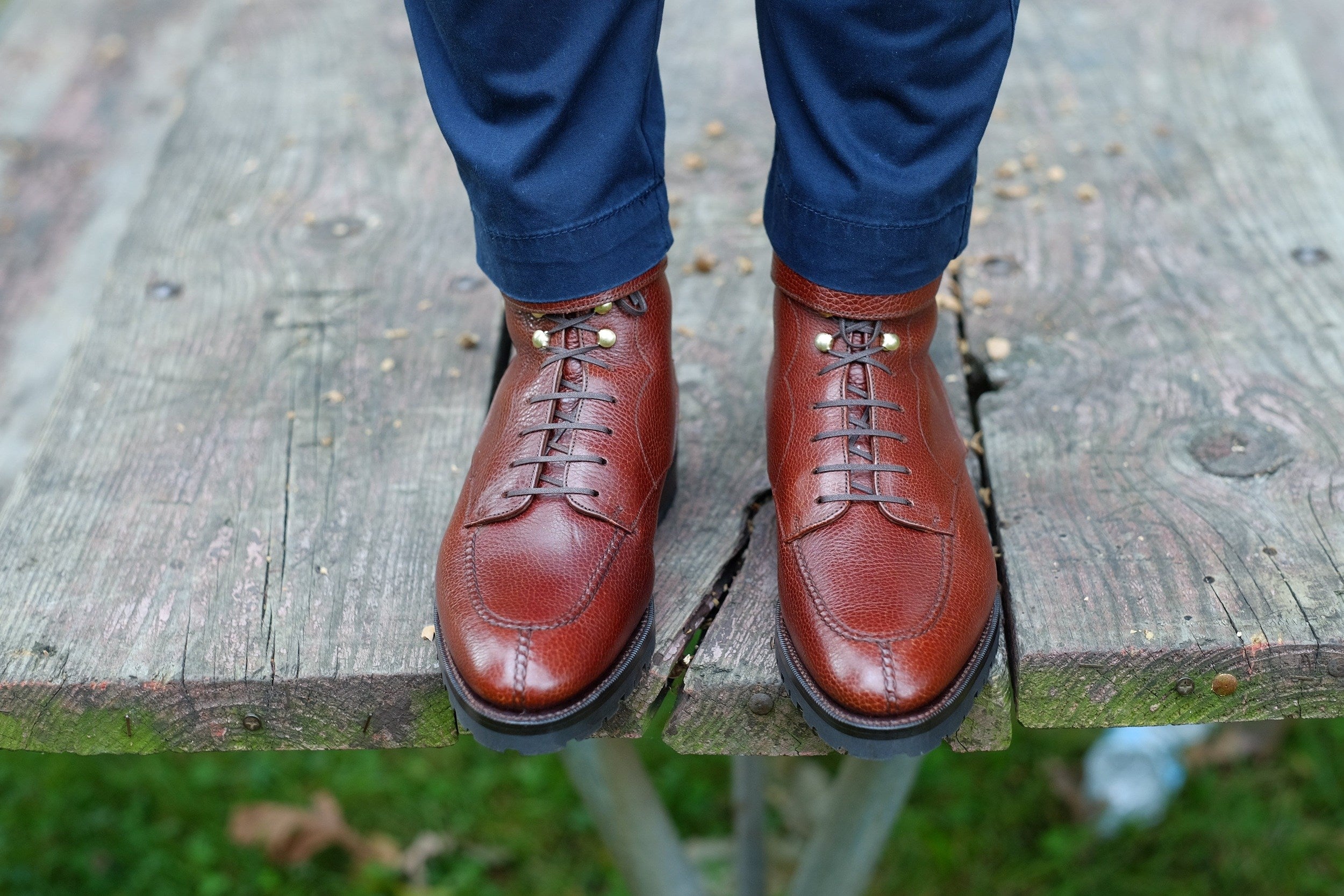 Colville - MTO - Chestnut Soft Hatch Grain - TMG Last - Commando Sole-Made To Order Strap Boots-J.FitzPatrick Footwear