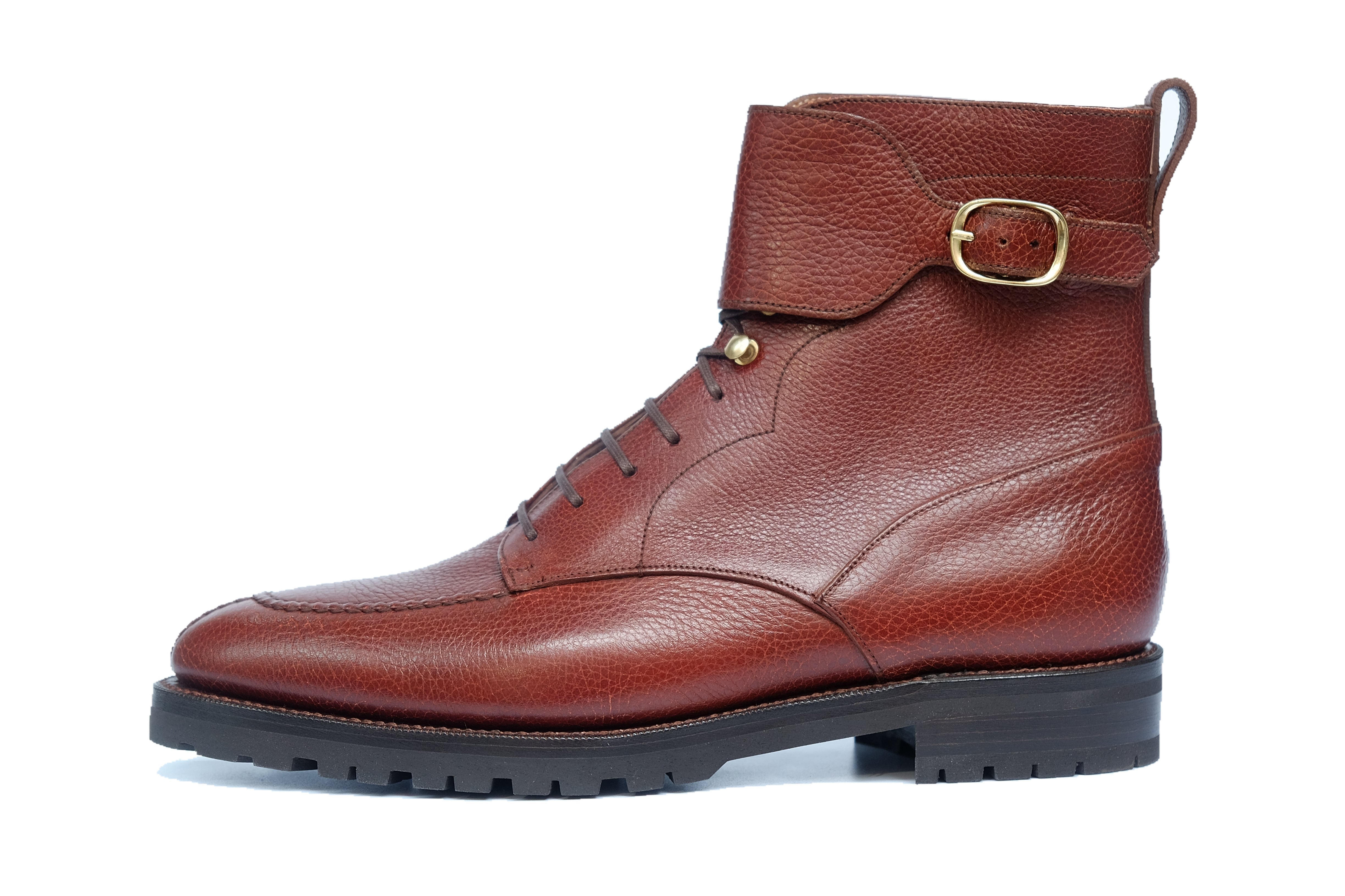 Colville - MTO - Chestnut Soft Hatch Grain - TMG Last - Commando Sole-Made To Order Strap Boots-J.FitzPatrick Footwear