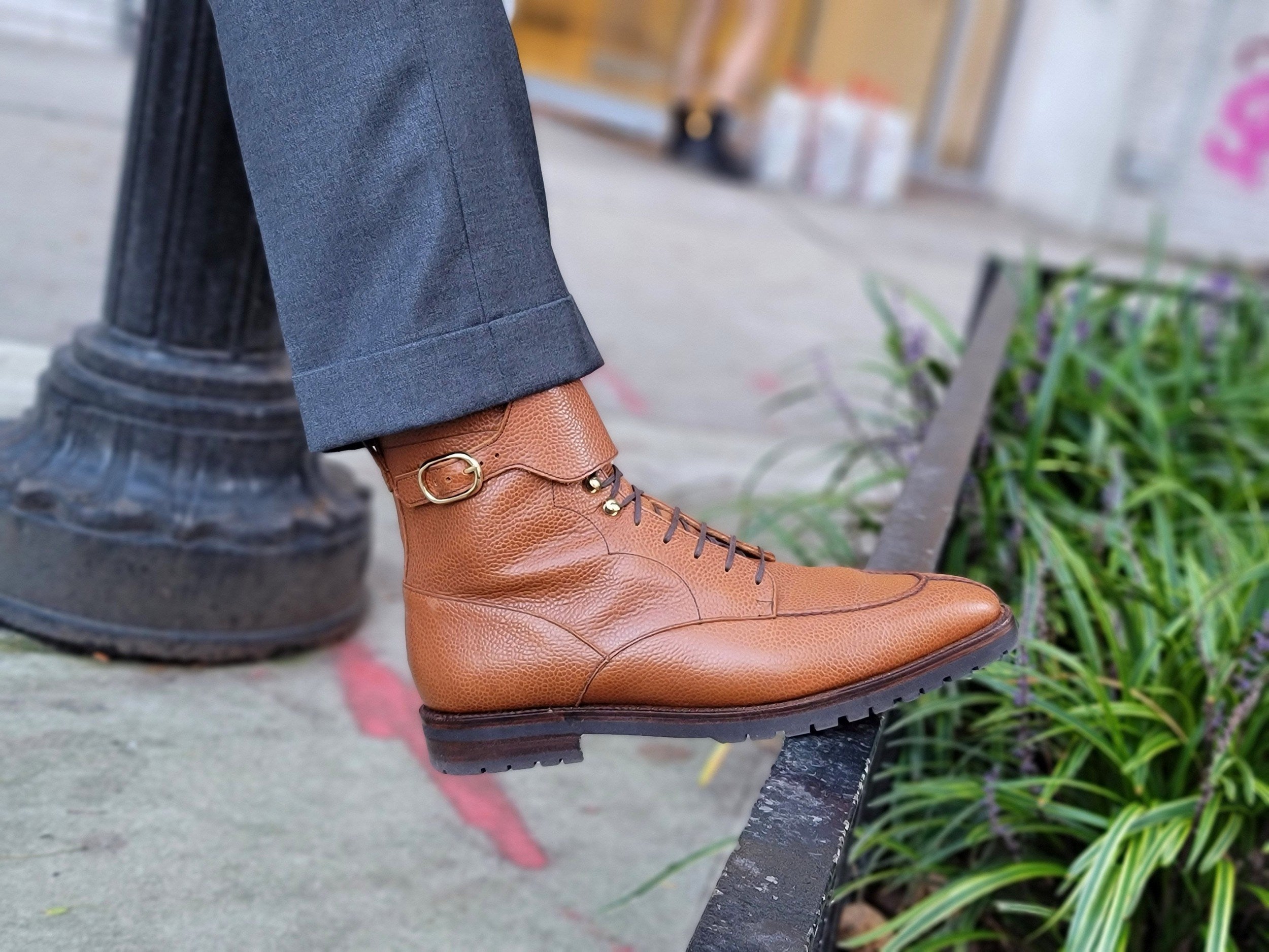 Colville - MTO - Tan Soft Grain - LPB Last - Commando Sole-Made To Order Strap Boots-J.FitzPatrick Footwear