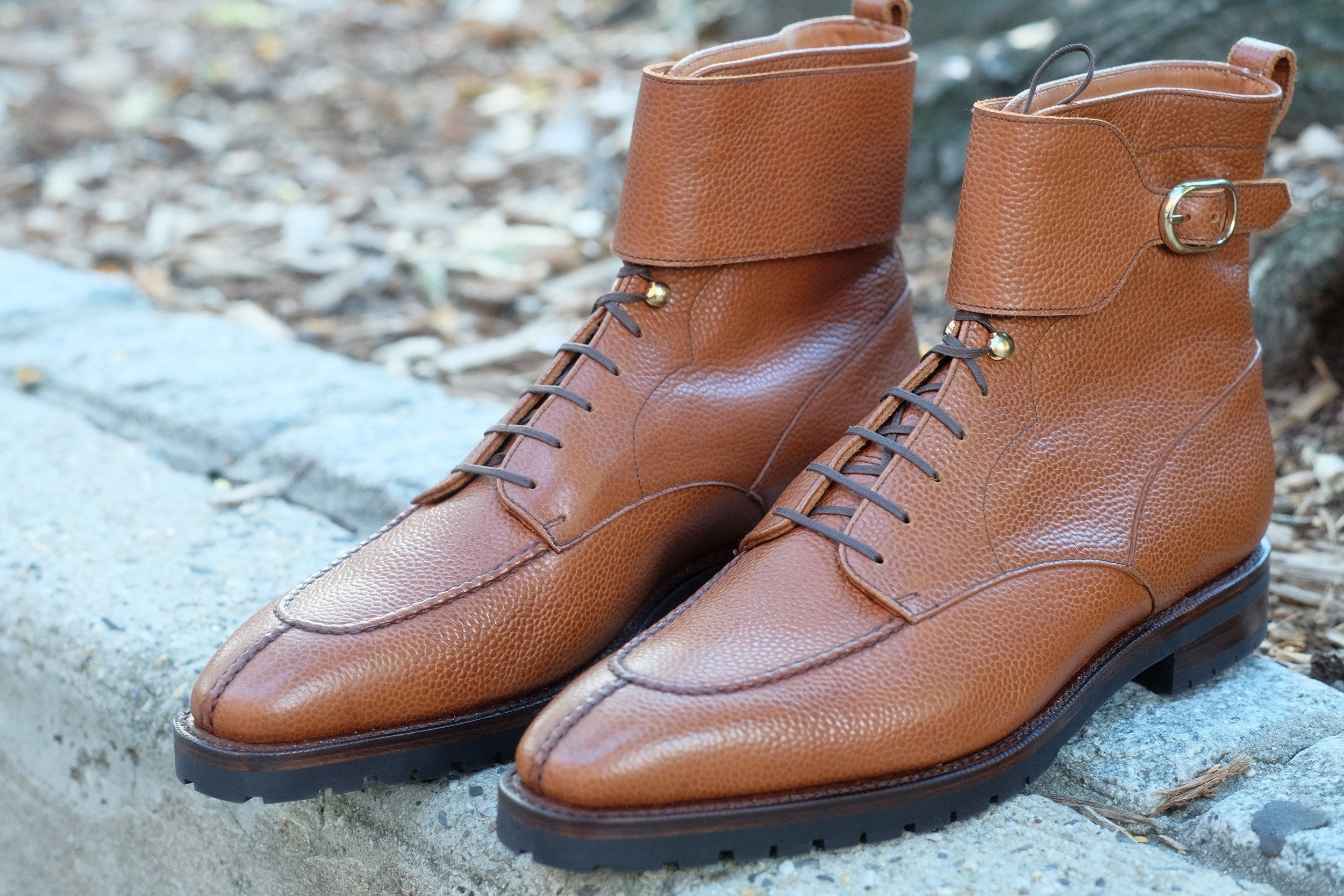 Colville - MTO - Tan Soft Grain - LPB Last - Commando Sole-Made To Order Strap Boots-J.FitzPatrick Footwear