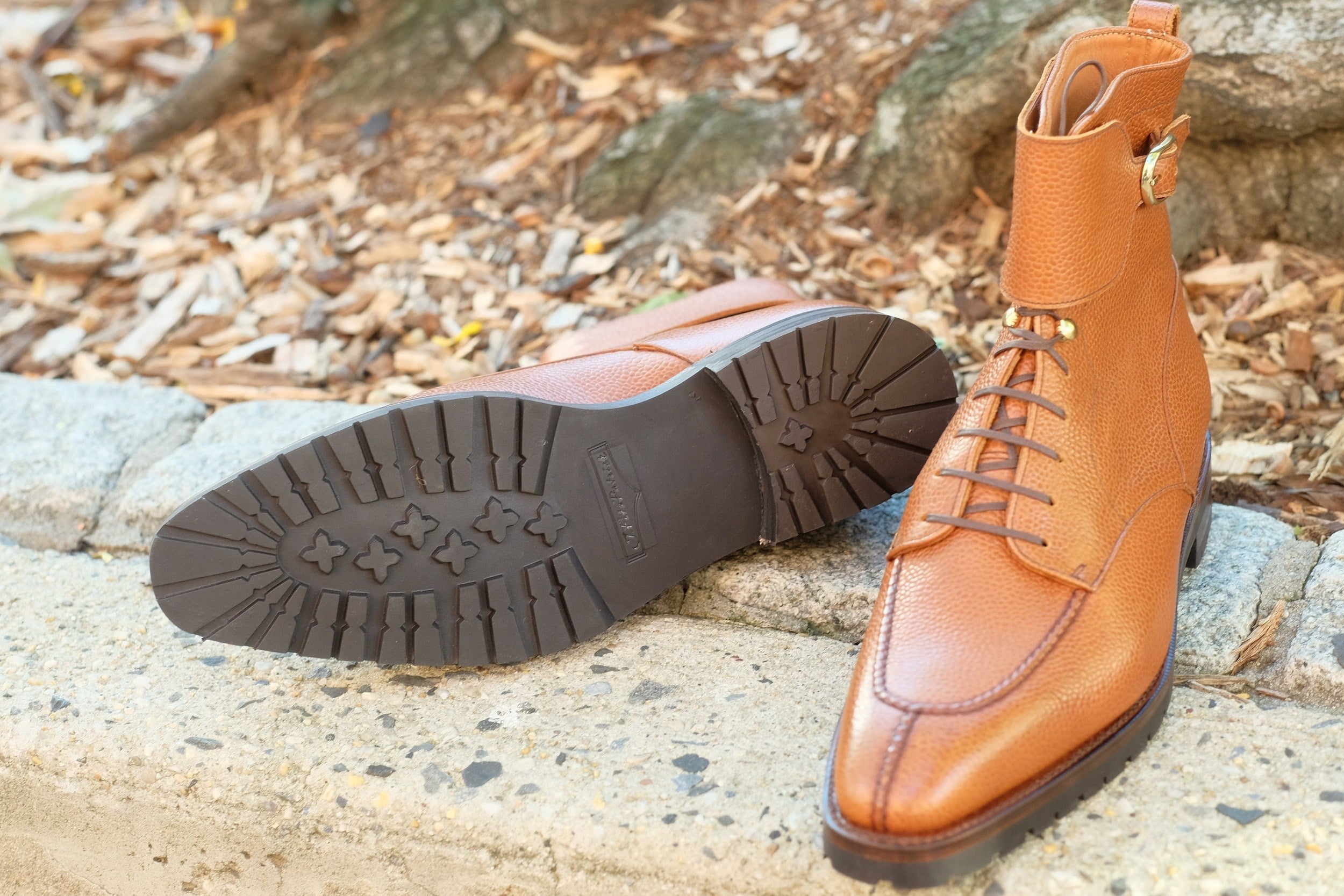 Colville - MTO - Tan Soft Grain - LPB Last - Commando Sole-Made To Order Strap Boots-J.FitzPatrick Footwear