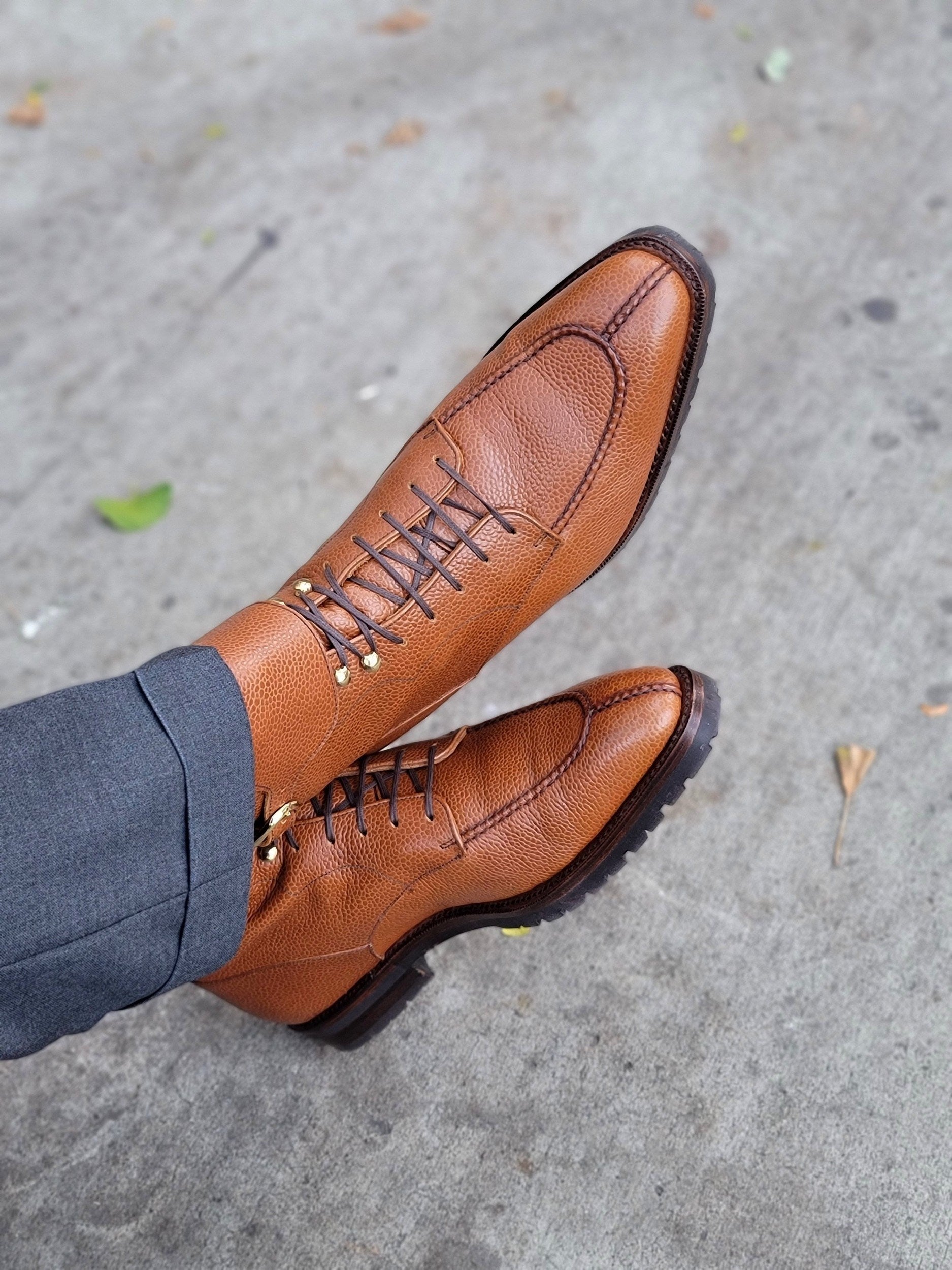 Colville - MTO - Tan Soft Grain - LPB Last - Commando Sole-Made To Order Strap Boots-J.FitzPatrick Footwear