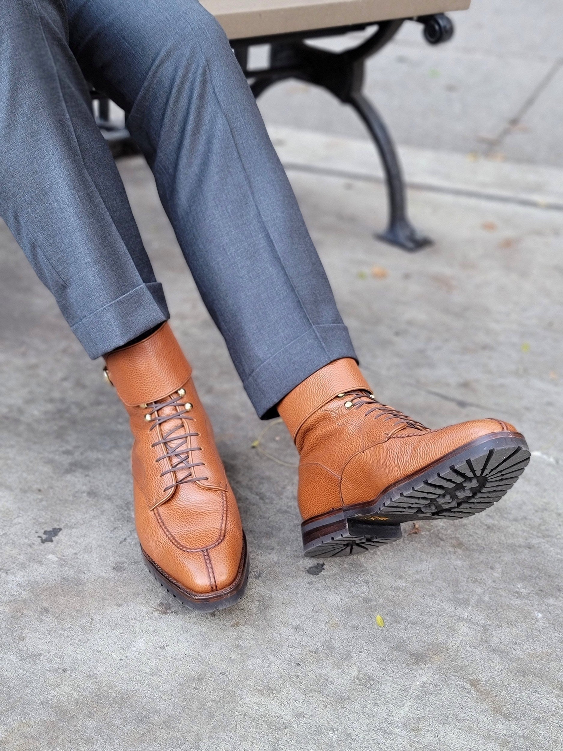 Colville - MTO - Tan Soft Grain - LPB Last - Commando Sole-Made To Order Strap Boots-J.FitzPatrick Footwear