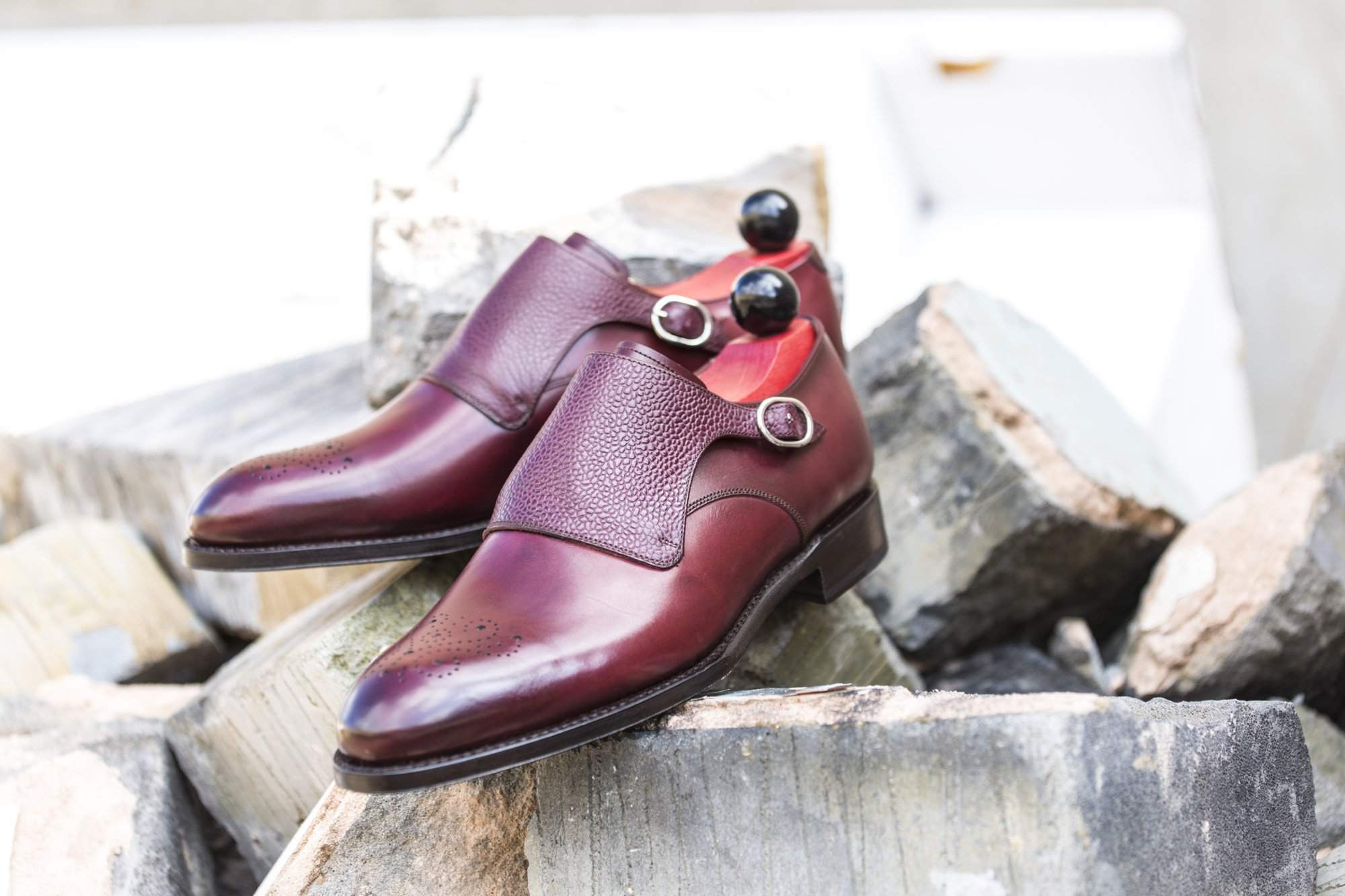 Corliss III - Burgundy Calf / Burgundy Scotch Grain-Shoes-J.FitzPatrick Footwear