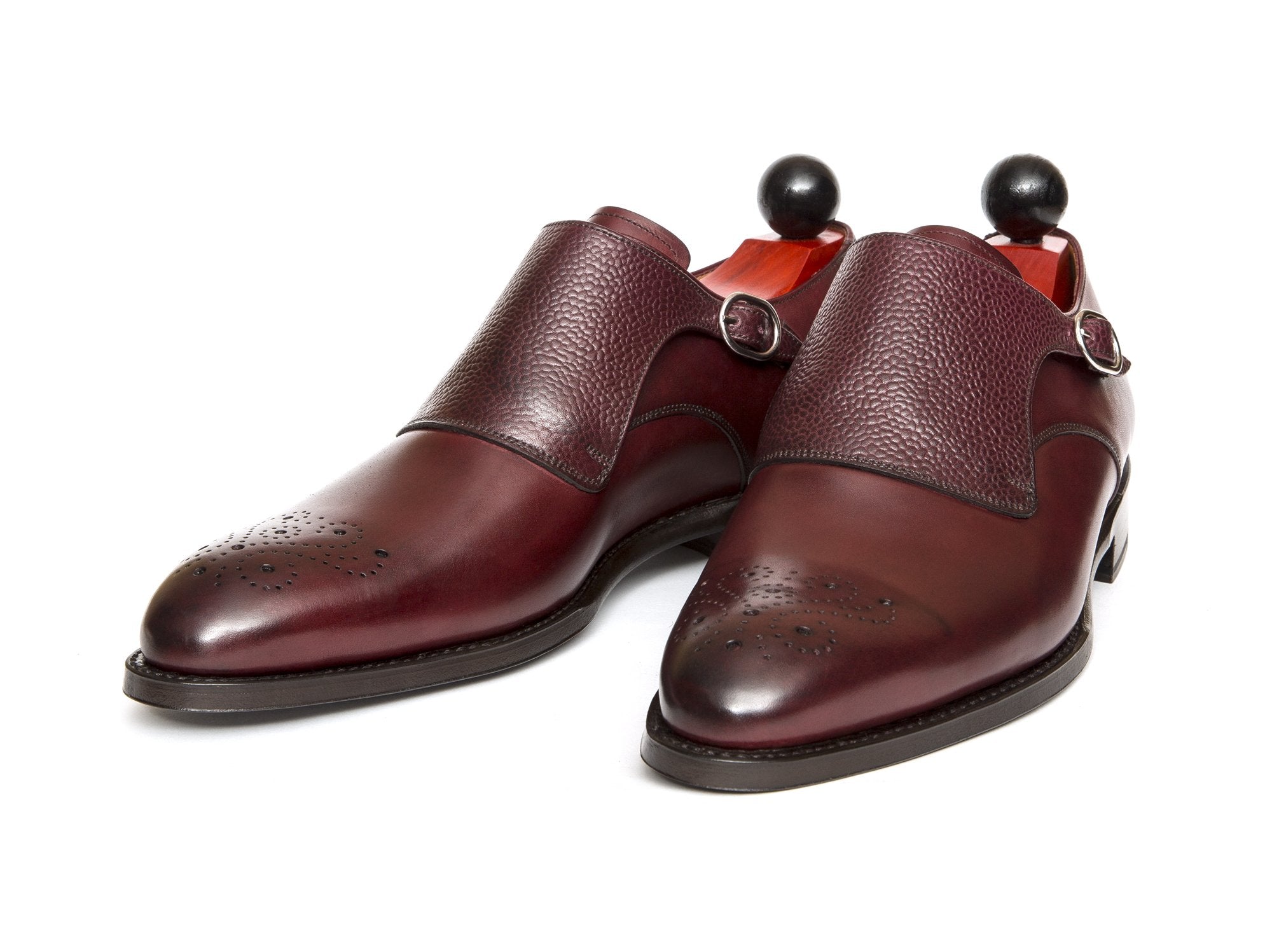 Corliss - MTO - Burgundy Calf / Burgundy Grain-Made To Order Single Monkstrap Medallion-J.FitzPatrick Footwear
