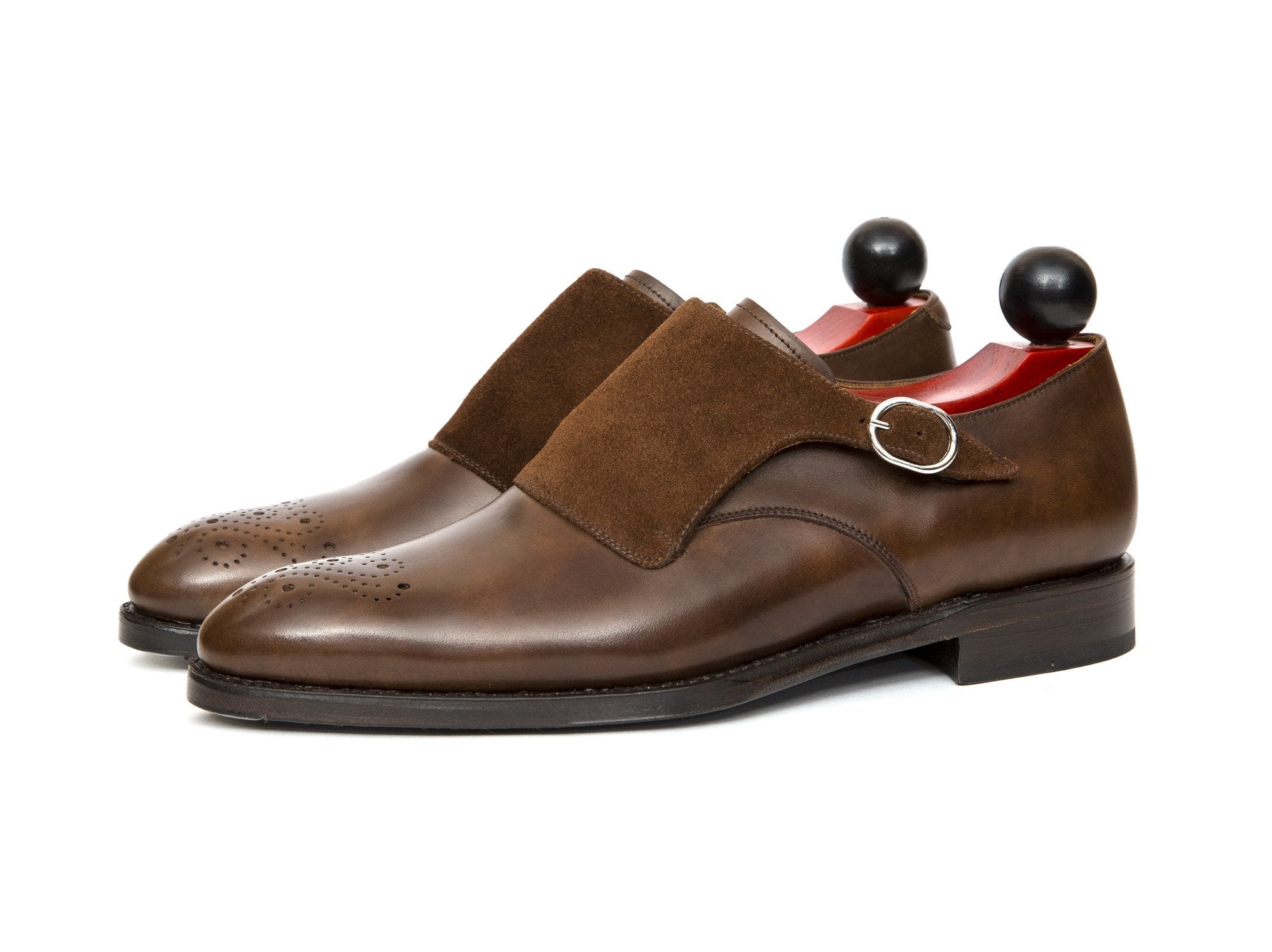 Corliss - MTO - Copper Museum Calf / Snuff Suede-Made To Order Single Monkstrap Medallion-J.FitzPatrick Footwear