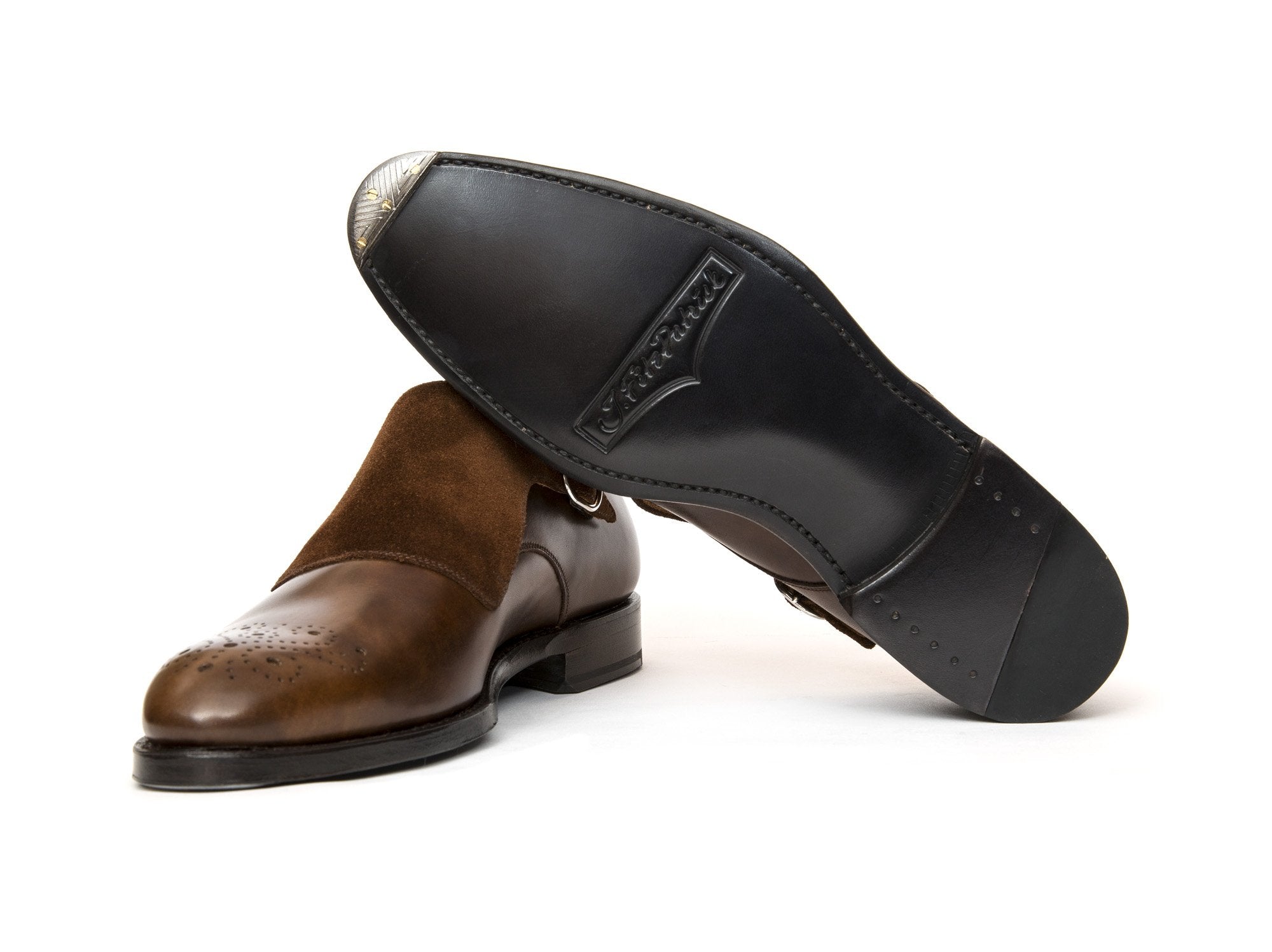 Corliss - MTO - Copper Museum Calf / Snuff Suede-Made To Order Single Monkstrap Medallion-J.FitzPatrick Footwear