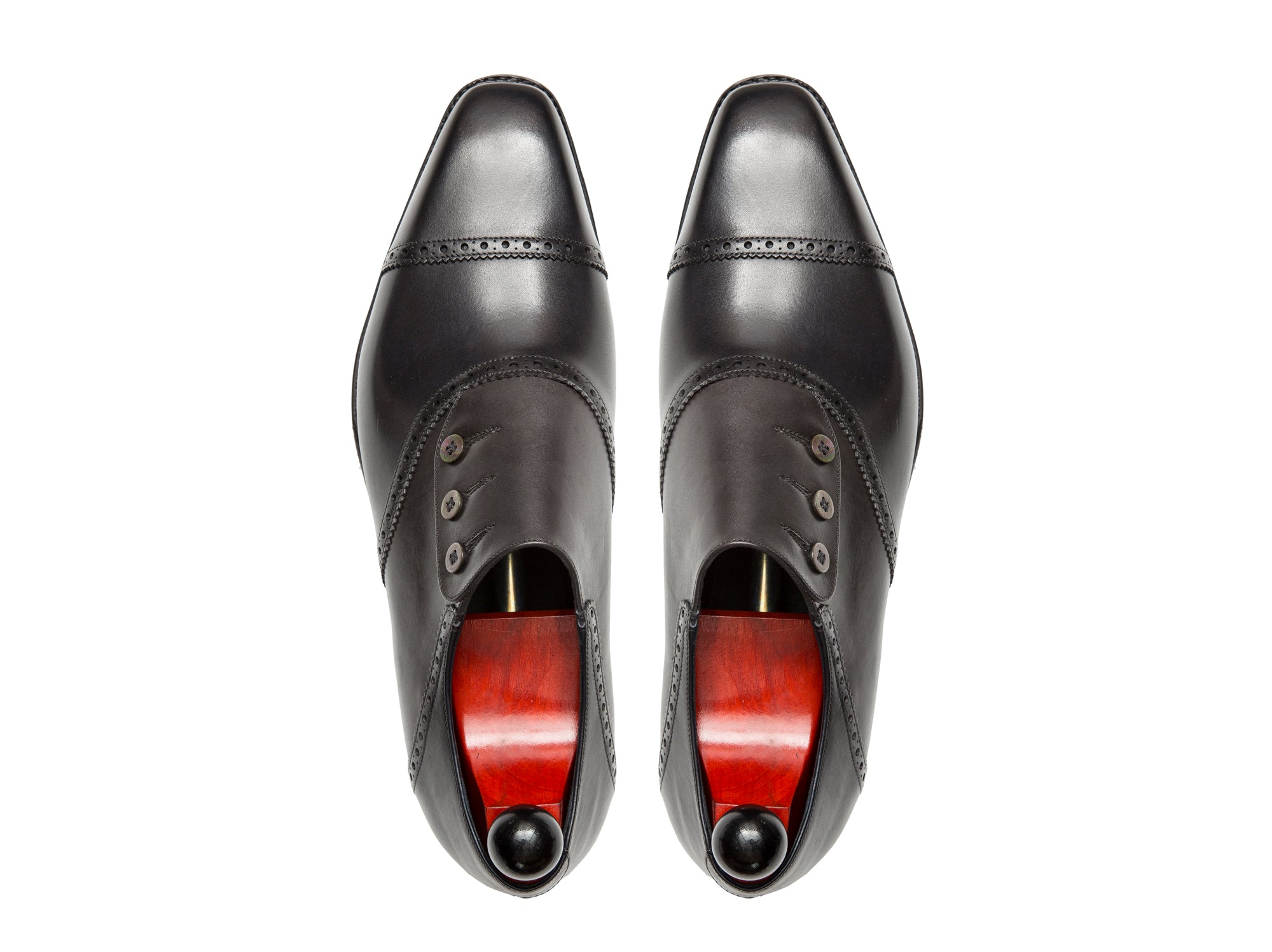 Cyril - MTO - Shaded Black Calf / Shaded Grey Calf - MGF Last - Single Leather Sole-Made To Order Button Shoe Cap Toe Brogue-J.FitzPatrick Footwear