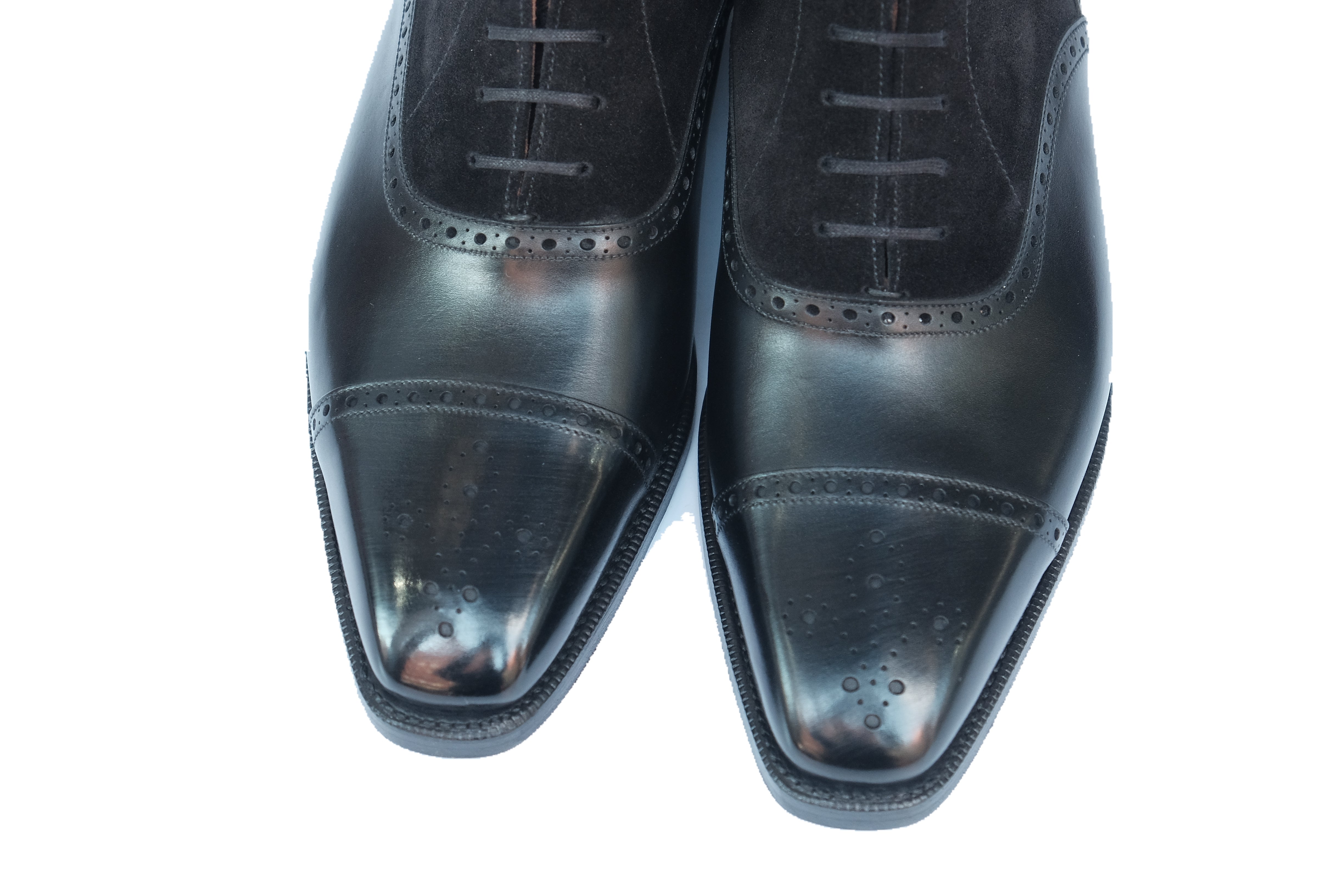 David - MTO - Black Calf / Black Suede - MGF Last - Double Leather Sole-Made To Order Boot Lace Laceup Oxford Balmoral-J.FitzPatrick Footwear