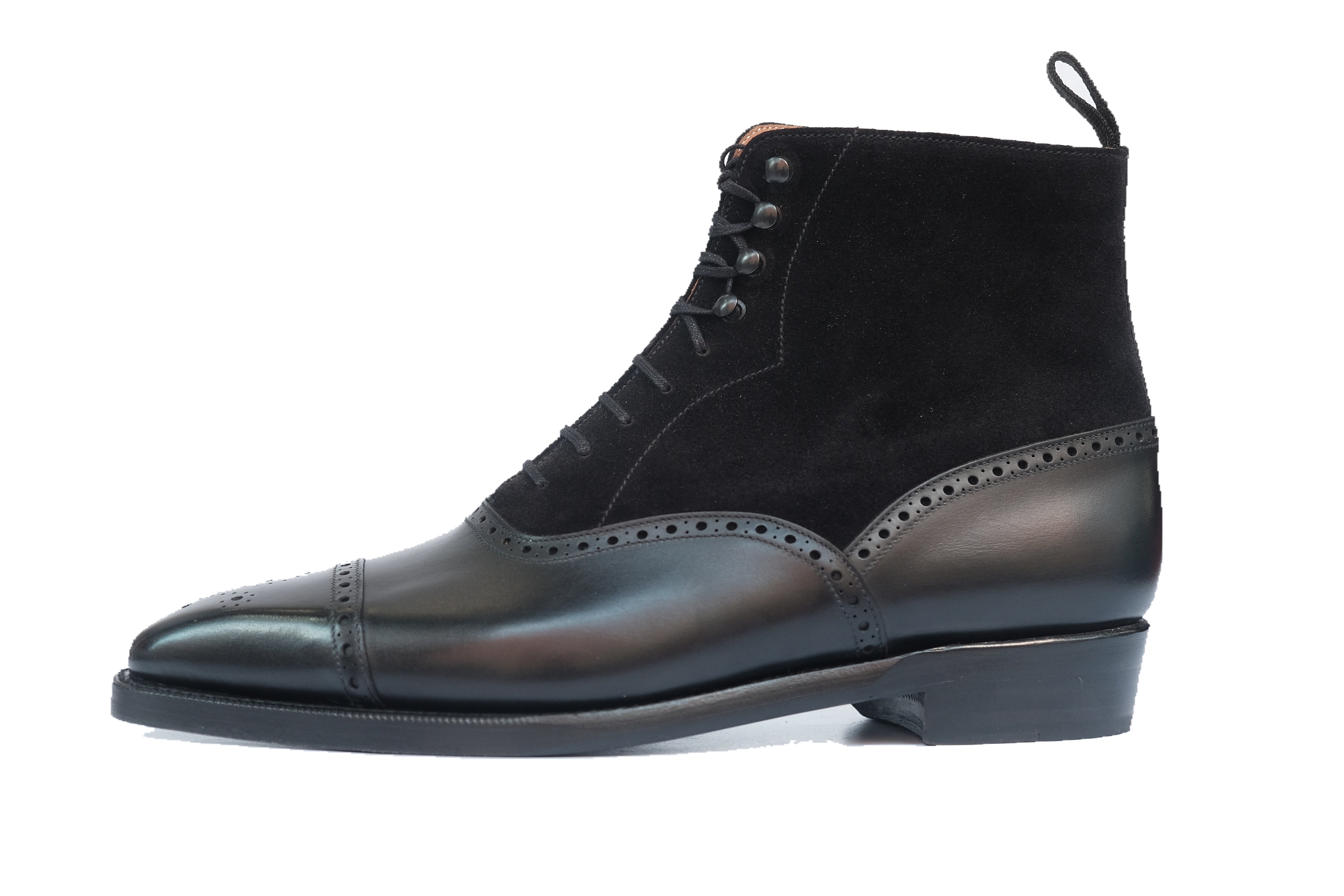David - MTO - Black Calf / Black Suede - MGF Last - Double Leather Sole-Made To Order Boot Lace Laceup Oxford Balmoral-J.FitzPatrick Footwear