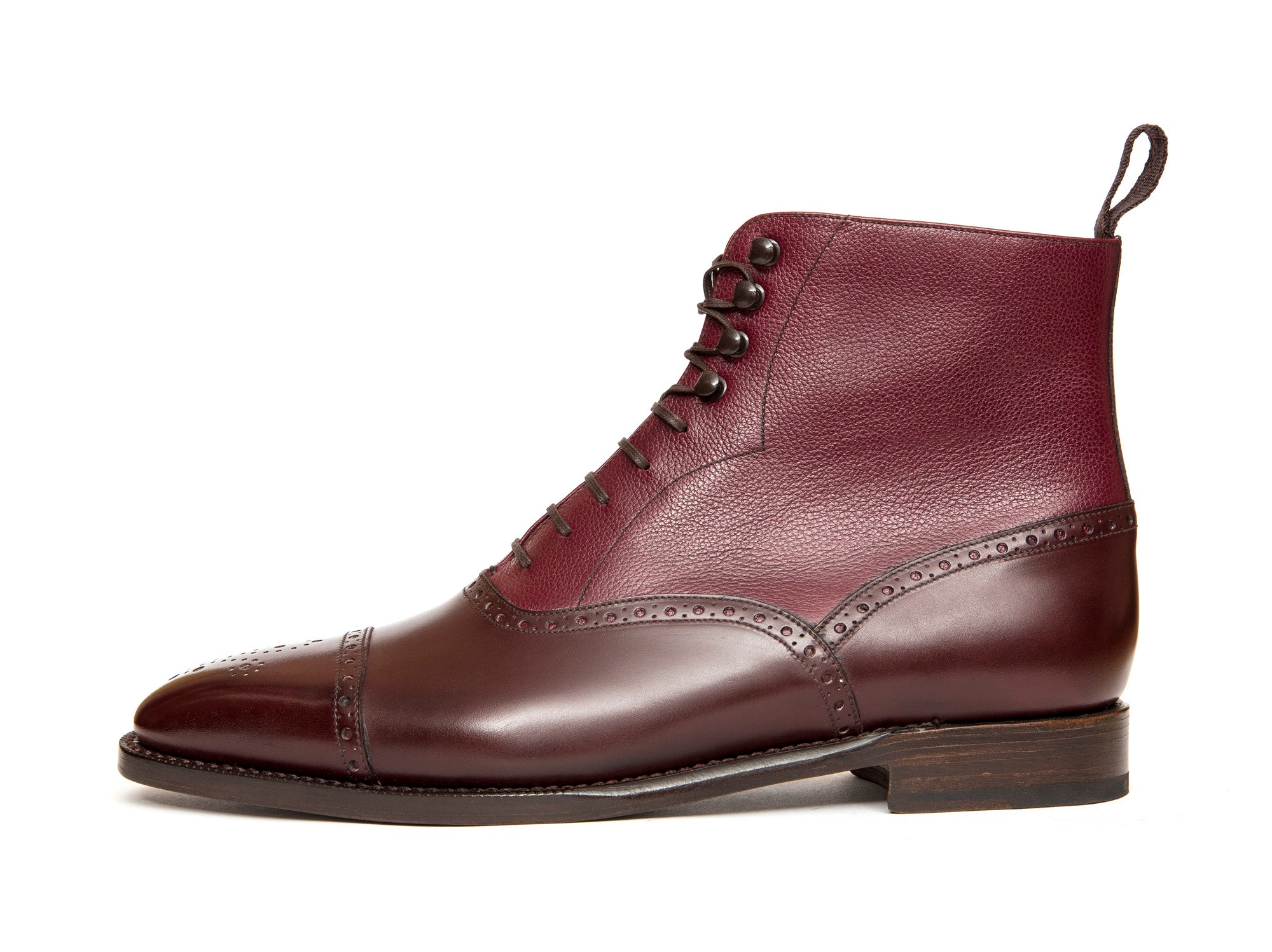 David - MTO - Deep Merlot Calf / Raspberry Soft Grain - LPB Last - Single Leather Sole-Made To Order Boot Lace Laceup Oxford Balmoral-J.FitzPatrick Footwear