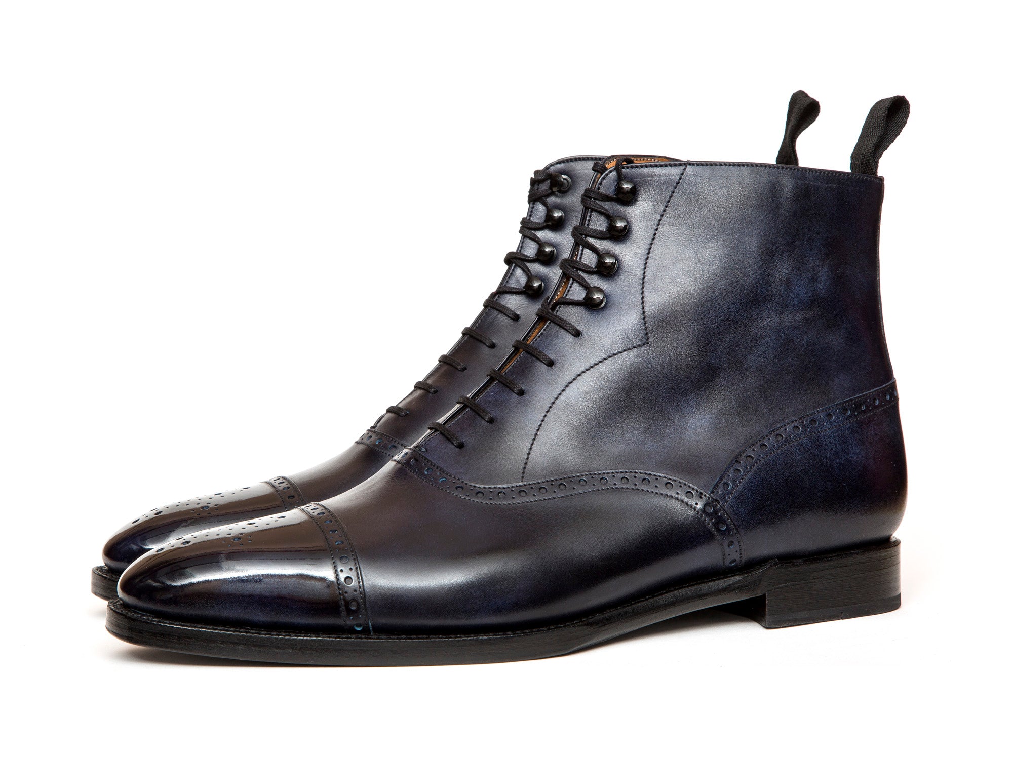 David - MTO - Navy Museum Calf - LPB Last - Single Leather Sole-Made To Order Boot Lace Laceup Oxford Balmoral-J.FitzPatrick Footwear