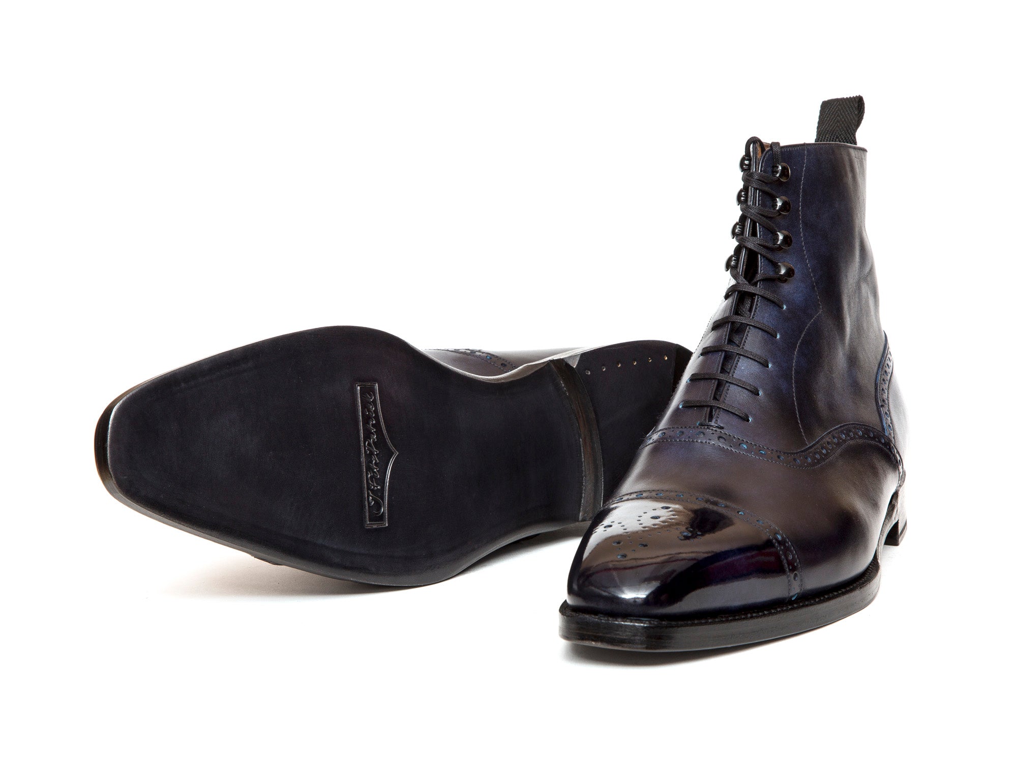 David - MTO - Navy Museum Calf - LPB Last - Single Leather Sole-Made To Order Boot Lace Laceup Oxford Balmoral-J.FitzPatrick Footwear