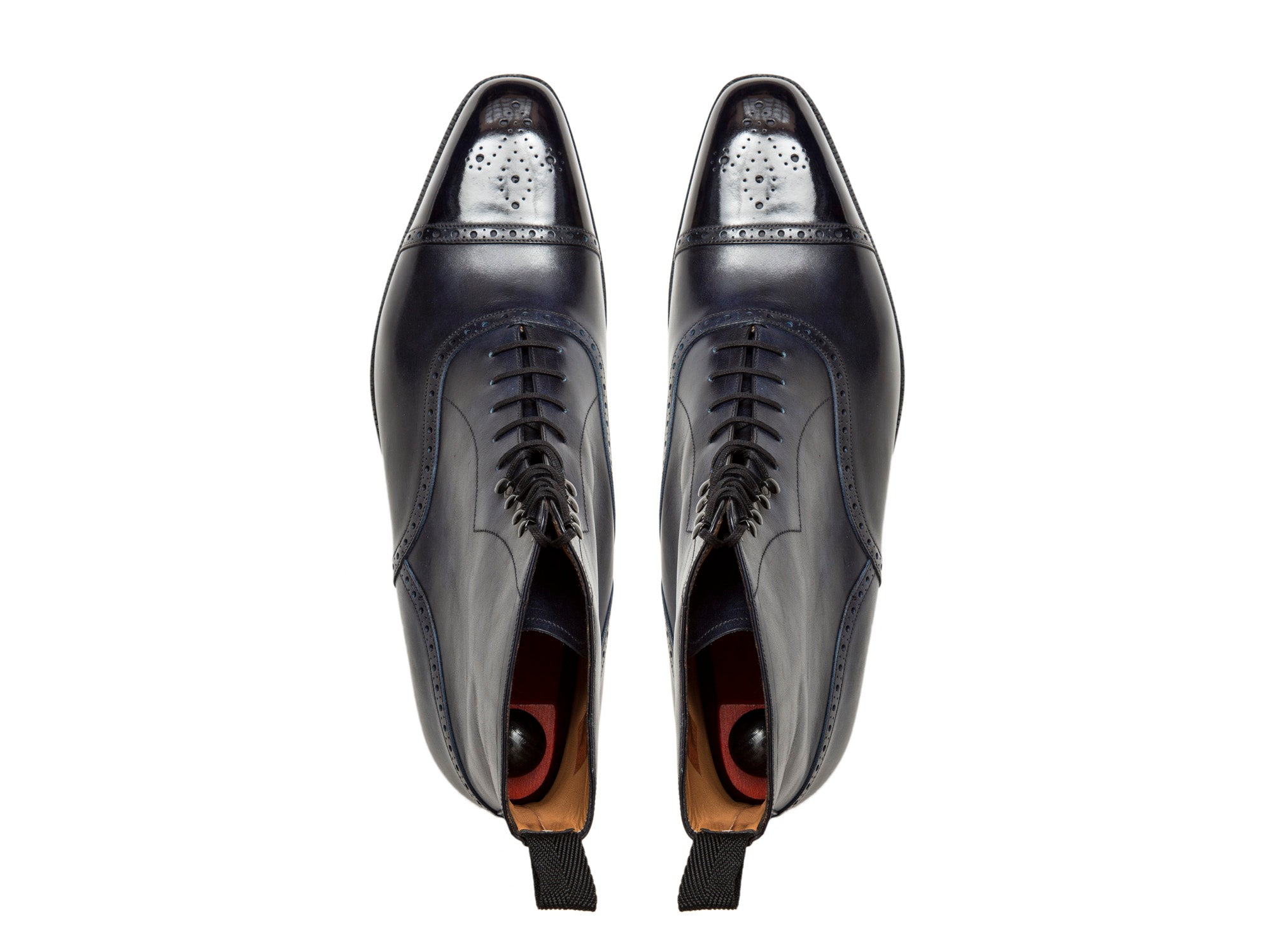 David - MTO - Navy Museum Calf - LPB Last - Single Leather Sole-Made To Order Boot Lace Laceup Oxford Balmoral-J.FitzPatrick Footwear