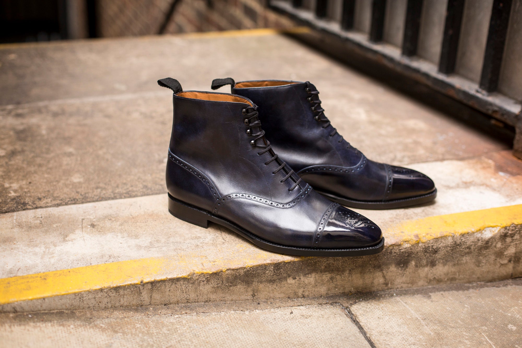 David - MTO - Navy Museum Calf - LPB Last - Single Leather Sole-Made To Order Boot Lace Laceup Oxford Balmoral-J.FitzPatrick Footwear
