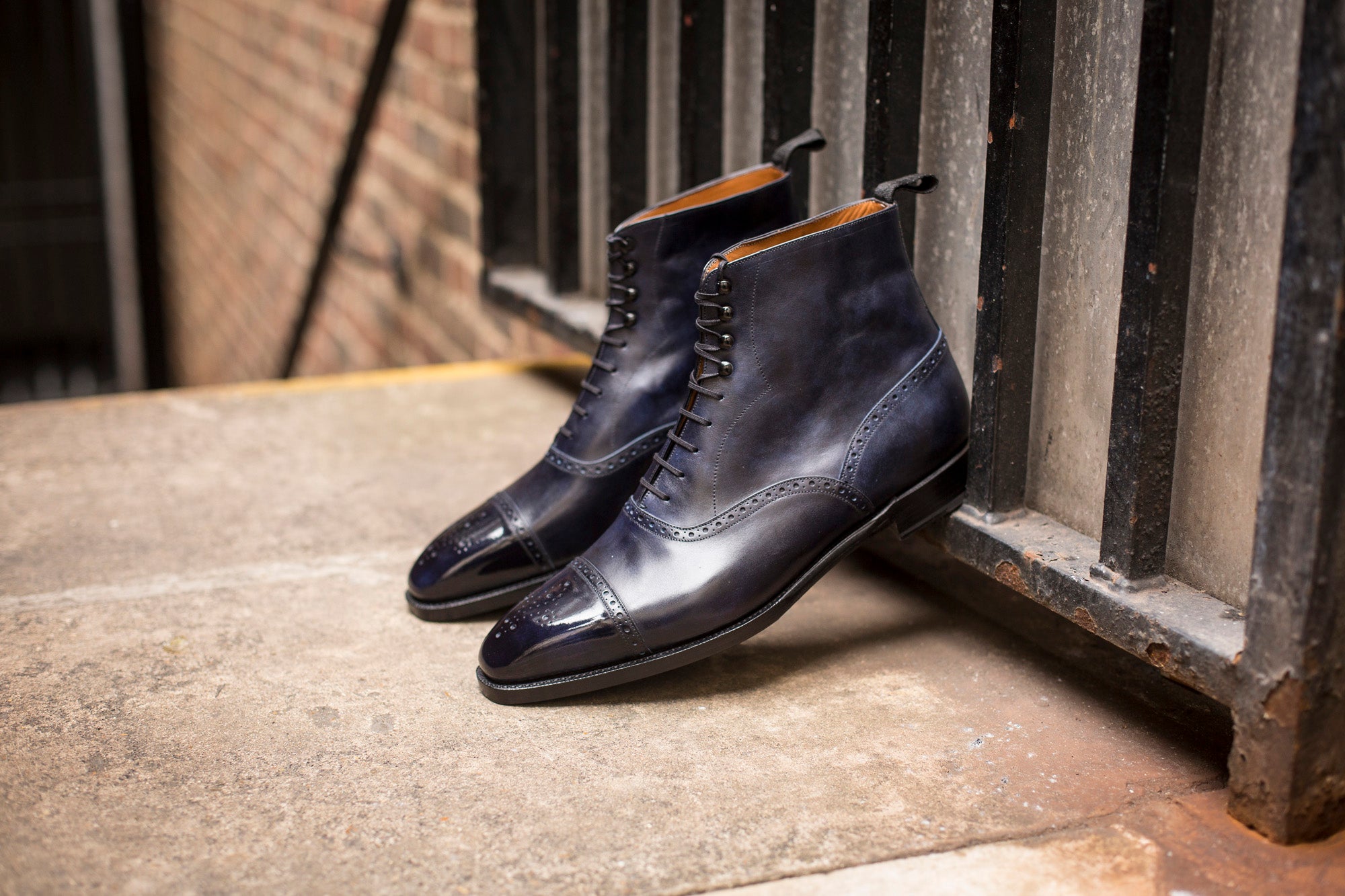 David - MTO - Navy Museum Calf - LPB Last - Single Leather Sole-Made To Order Boot Lace Laceup Oxford Balmoral-J.FitzPatrick Footwear