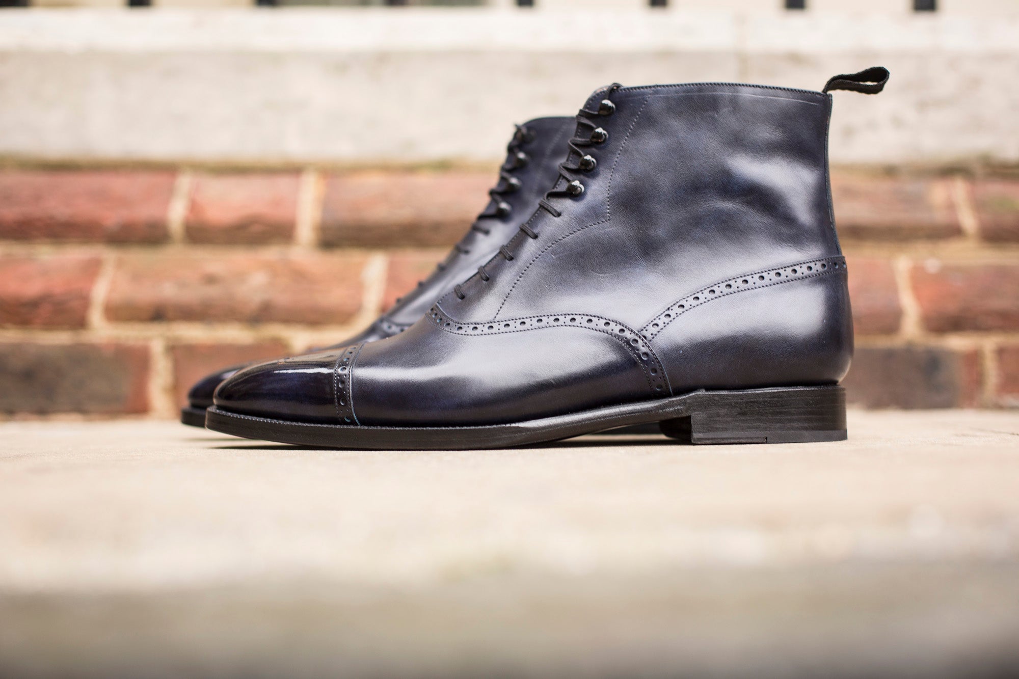 David - MTO - Navy Museum Calf - LPB Last - Single Leather Sole-Made To Order Boot Lace Laceup Oxford Balmoral-J.FitzPatrick Footwear