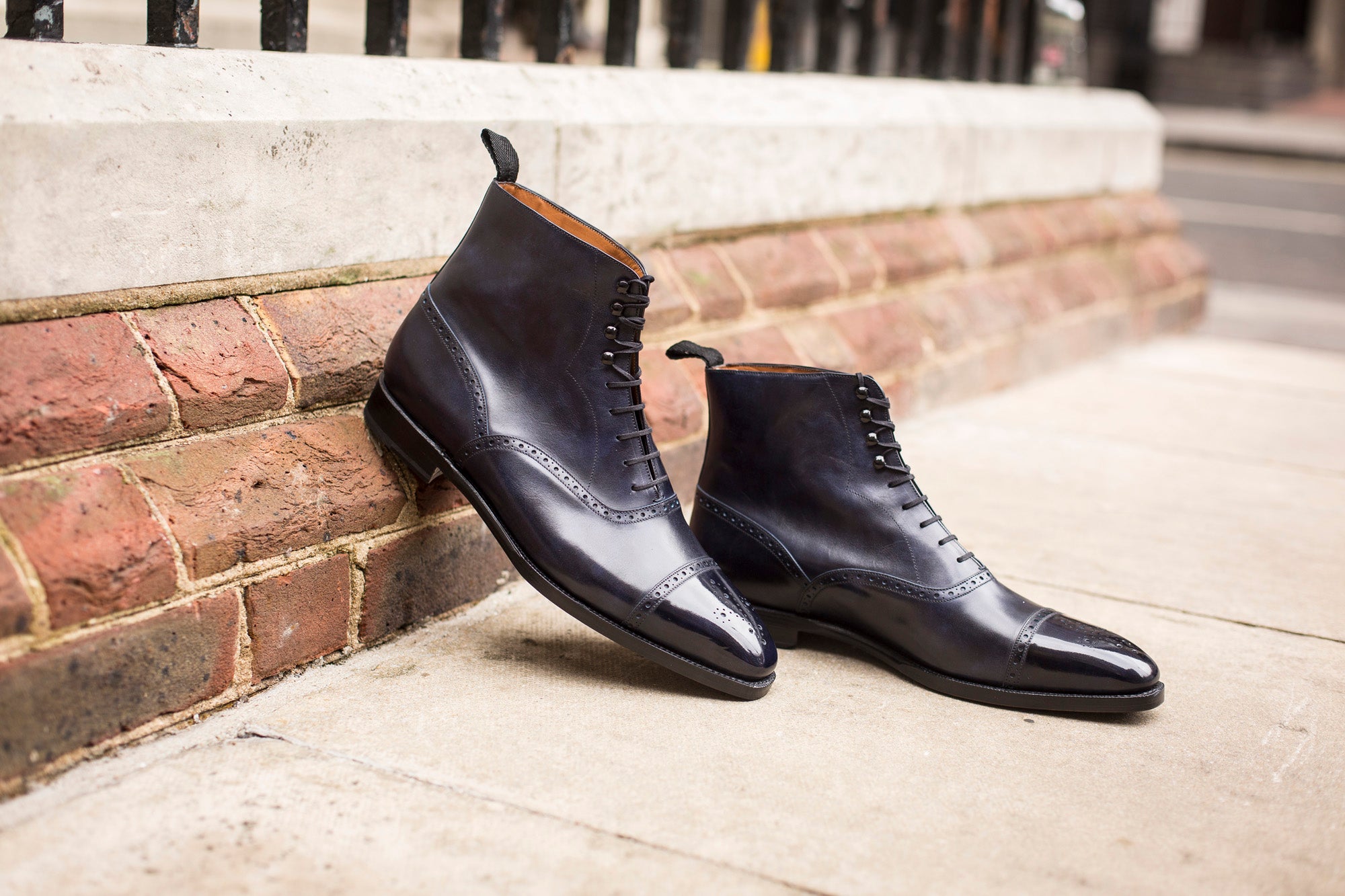 David - MTO - Navy Museum Calf - LPB Last - Single Leather Sole-Made To Order Boot Lace Laceup Oxford Balmoral-J.FitzPatrick Footwear