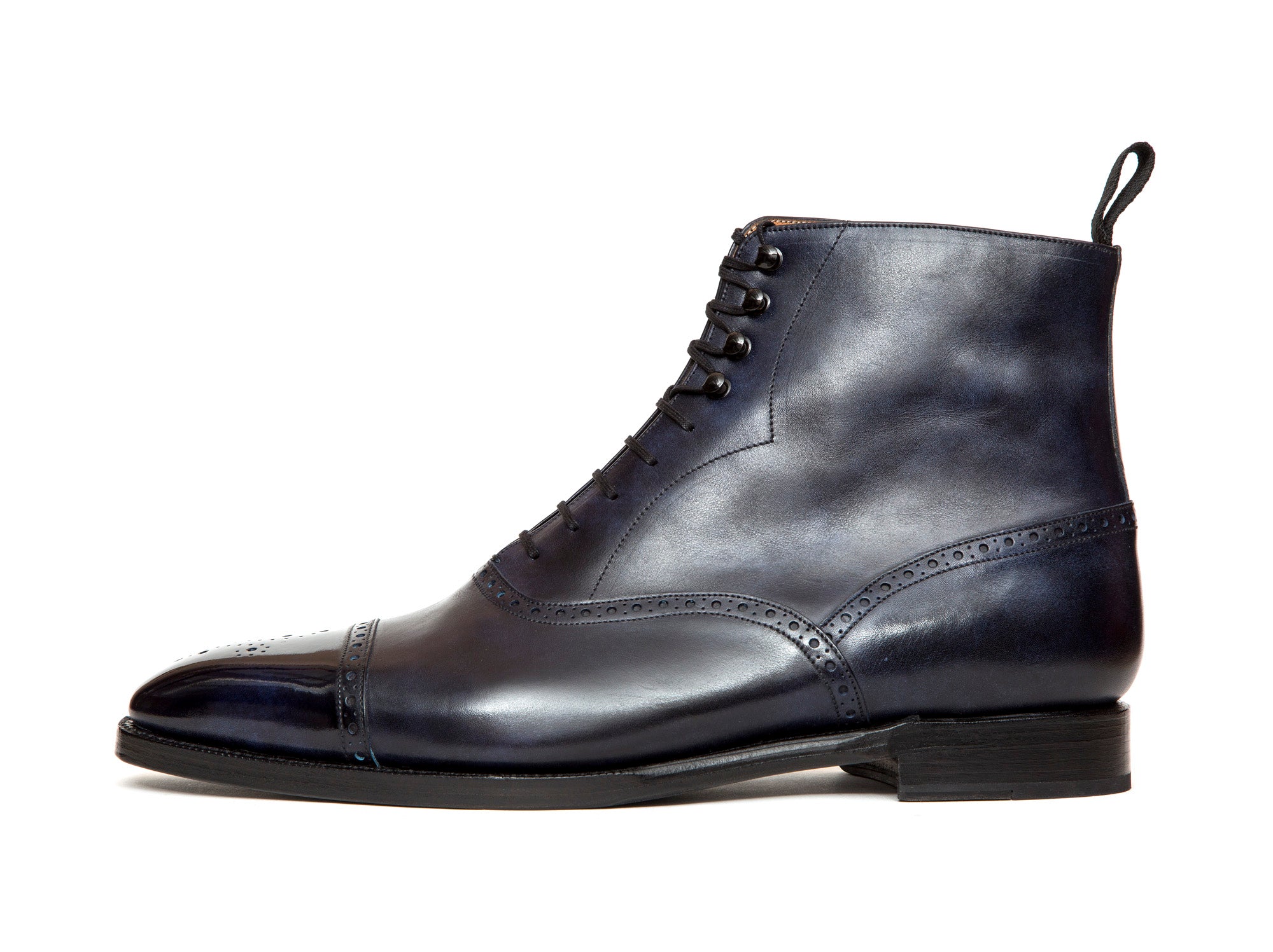 David - MTO - Navy Museum Calf - LPB Last - Single Leather Sole-Made To Order Boot Lace Laceup Oxford Balmoral-J.FitzPatrick Footwear