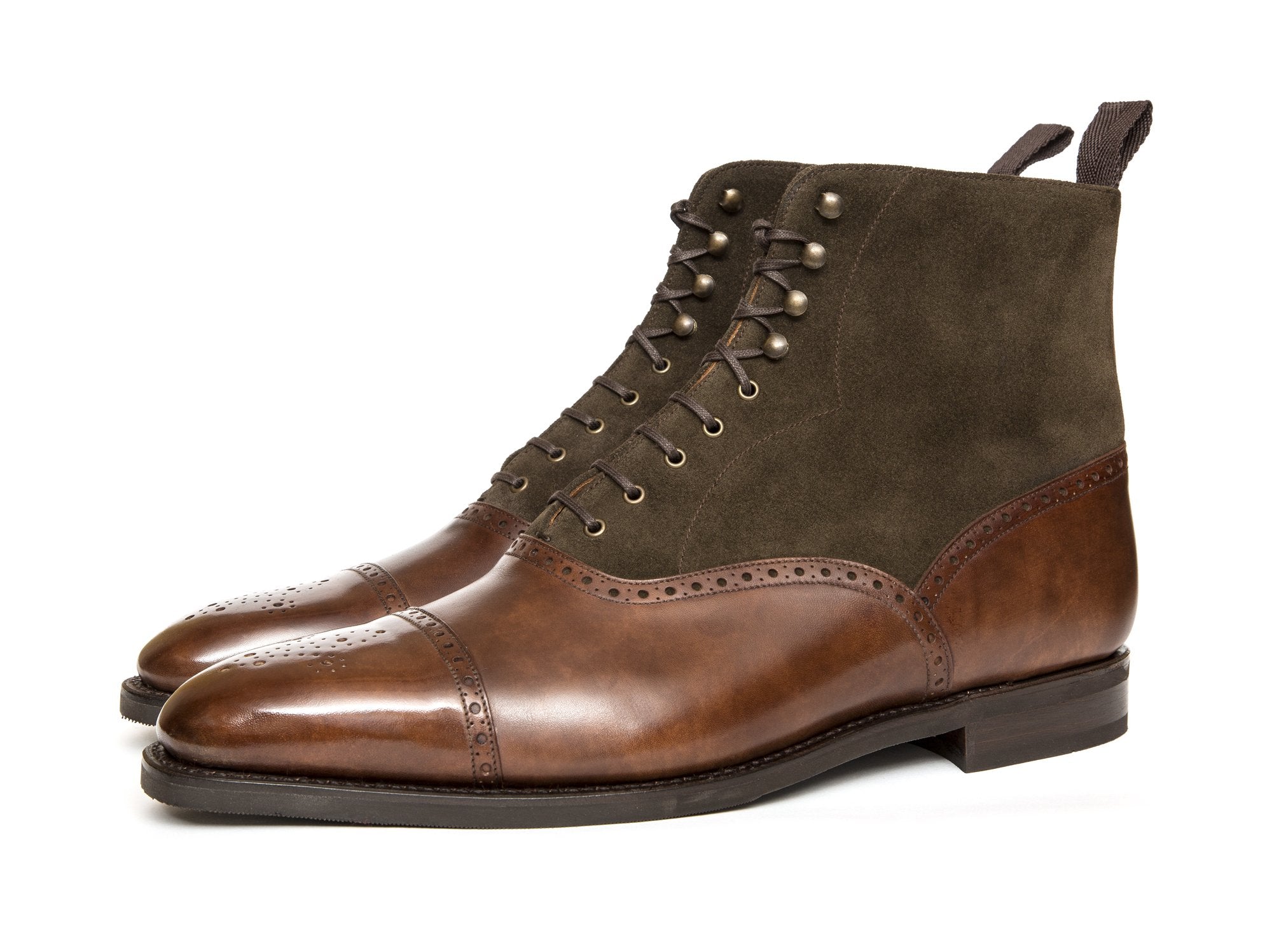 David - MTO - Walnut Museum Calf / Moss Suede - LPB Last - City Rubber Sole-Made To Order Boot Lace Laceup Oxford Balmoral-J.FitzPatrick Footwear