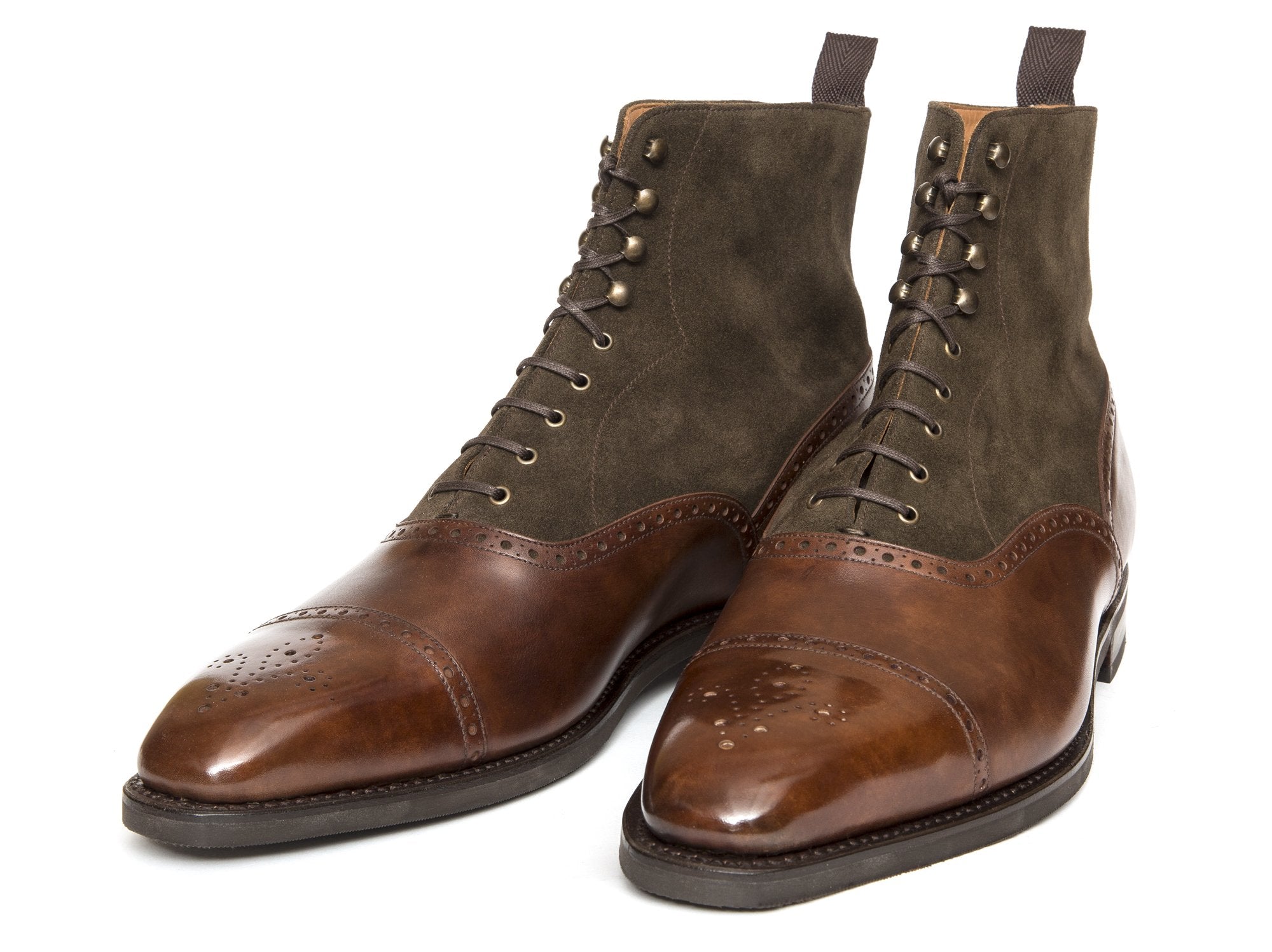 David - MTO - Walnut Museum Calf / Moss Suede - LPB Last - City Rubber Sole-Made To Order Boot Lace Laceup Oxford Balmoral-J.FitzPatrick Footwear