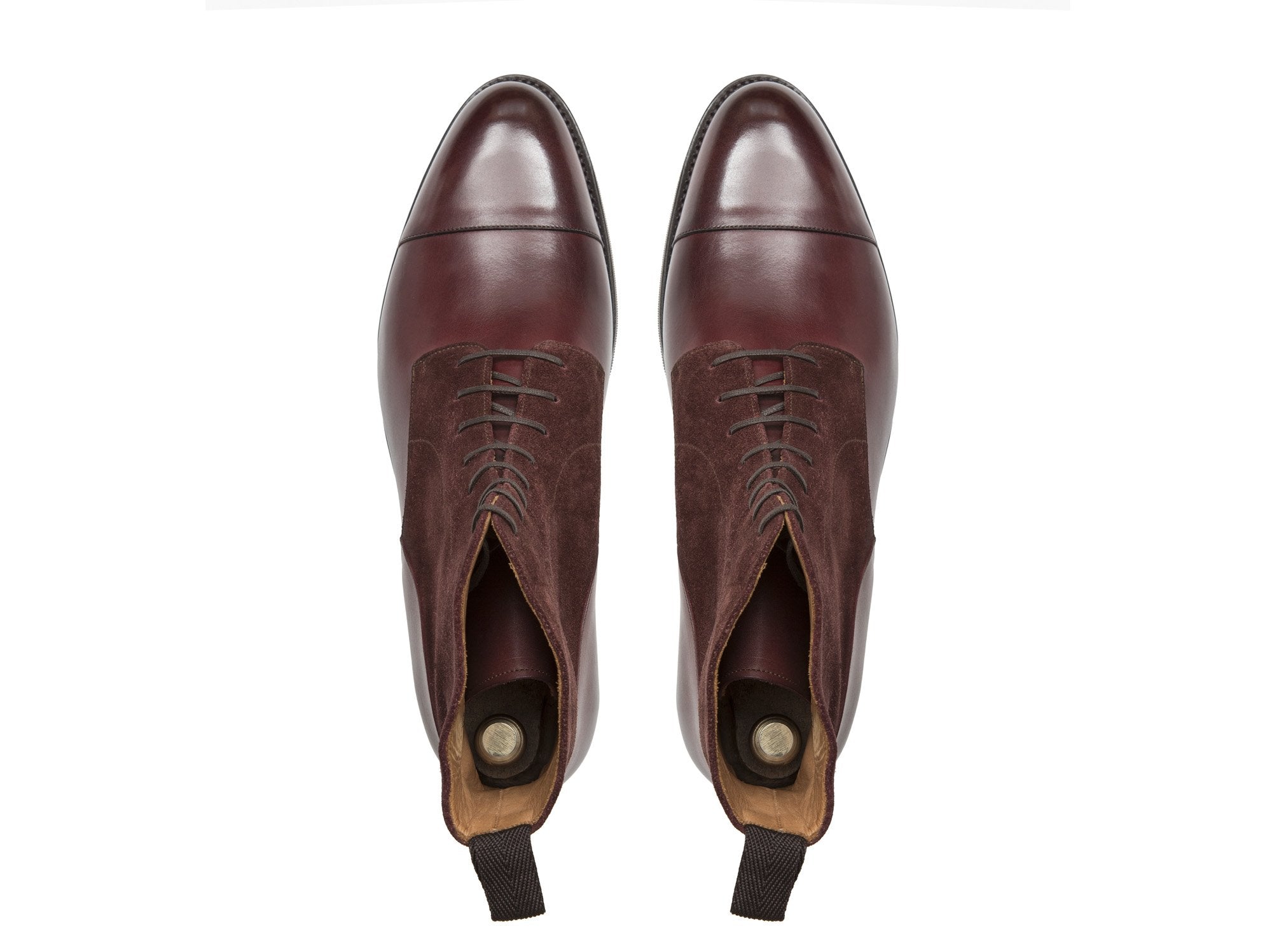Delridge - MTO - Burgundy Calf / Burgundy Suede - TMG Last - Double City Rubber Sole-Made To Order Boot Derby Cap Toe-J.FitzPatrick Footwear
