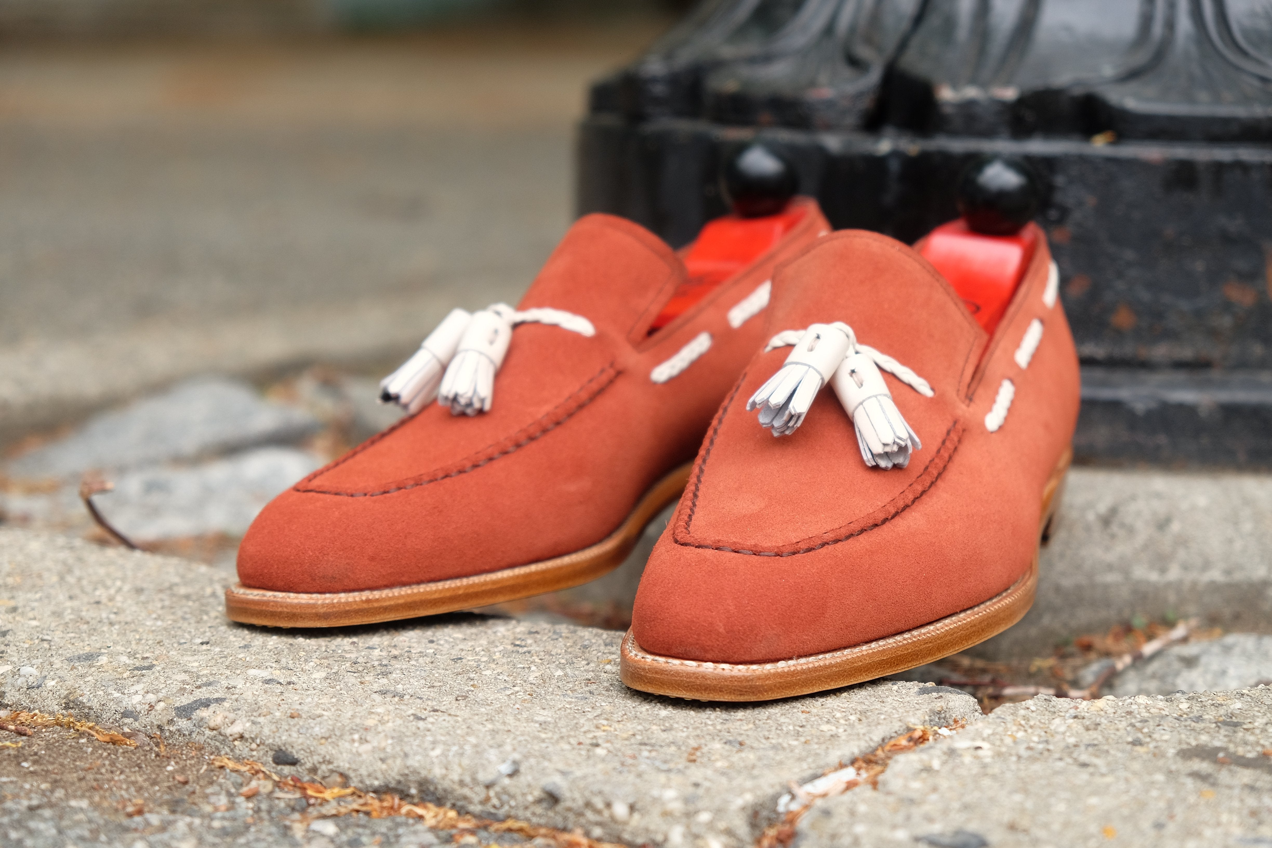 Eskapa - MTO - Rust Suede / Natural Crust Tassel - LPB Last - Single Leather Sole-Made To Order Tassel Loafer-J.FitzPatrick Footwear