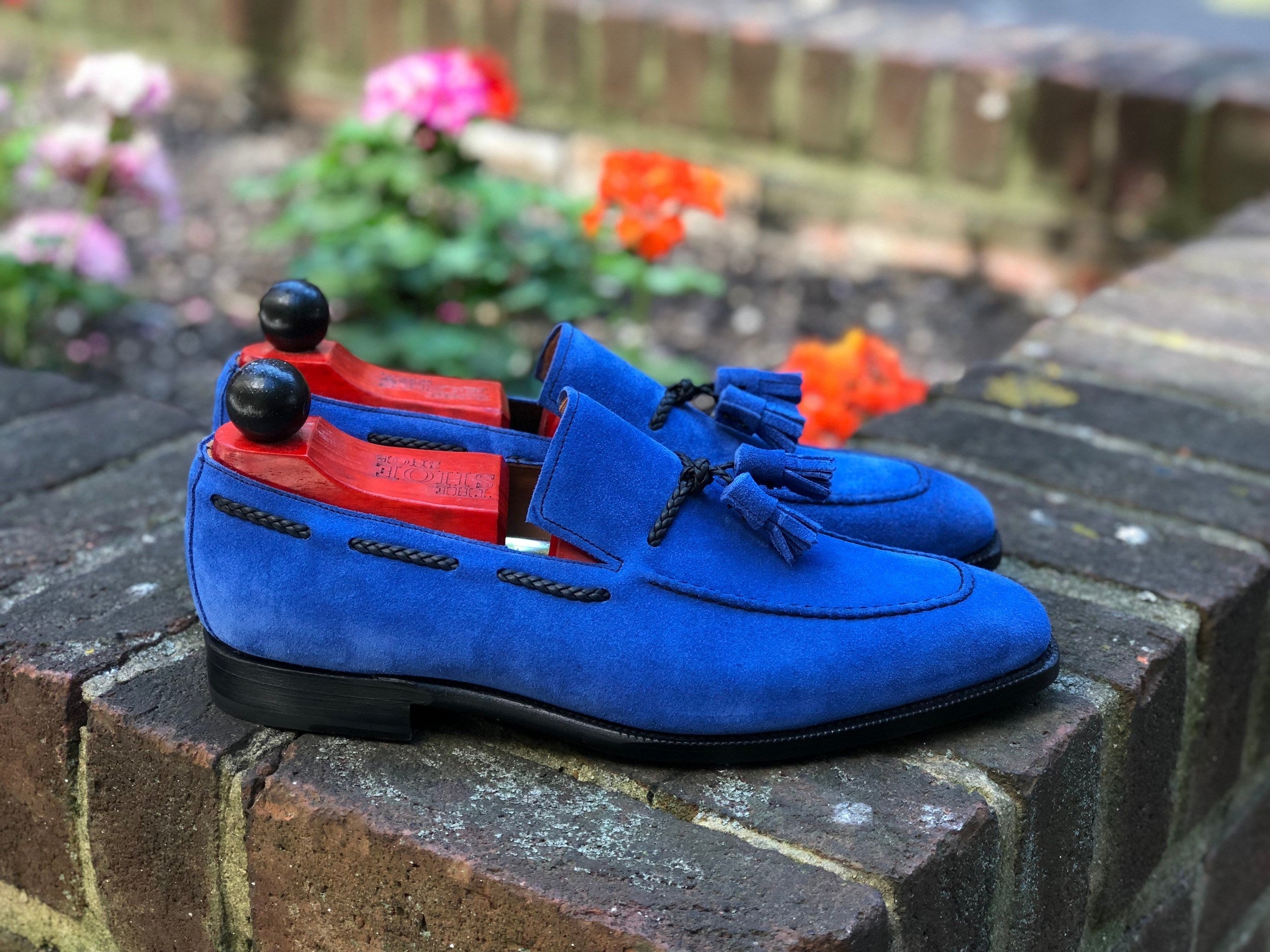 Eskapa - MTO - Soft Blue Suede - LPB Last - Single Leather Sole-Made To Order Tassel Loafer-J.FitzPatrick Footwear