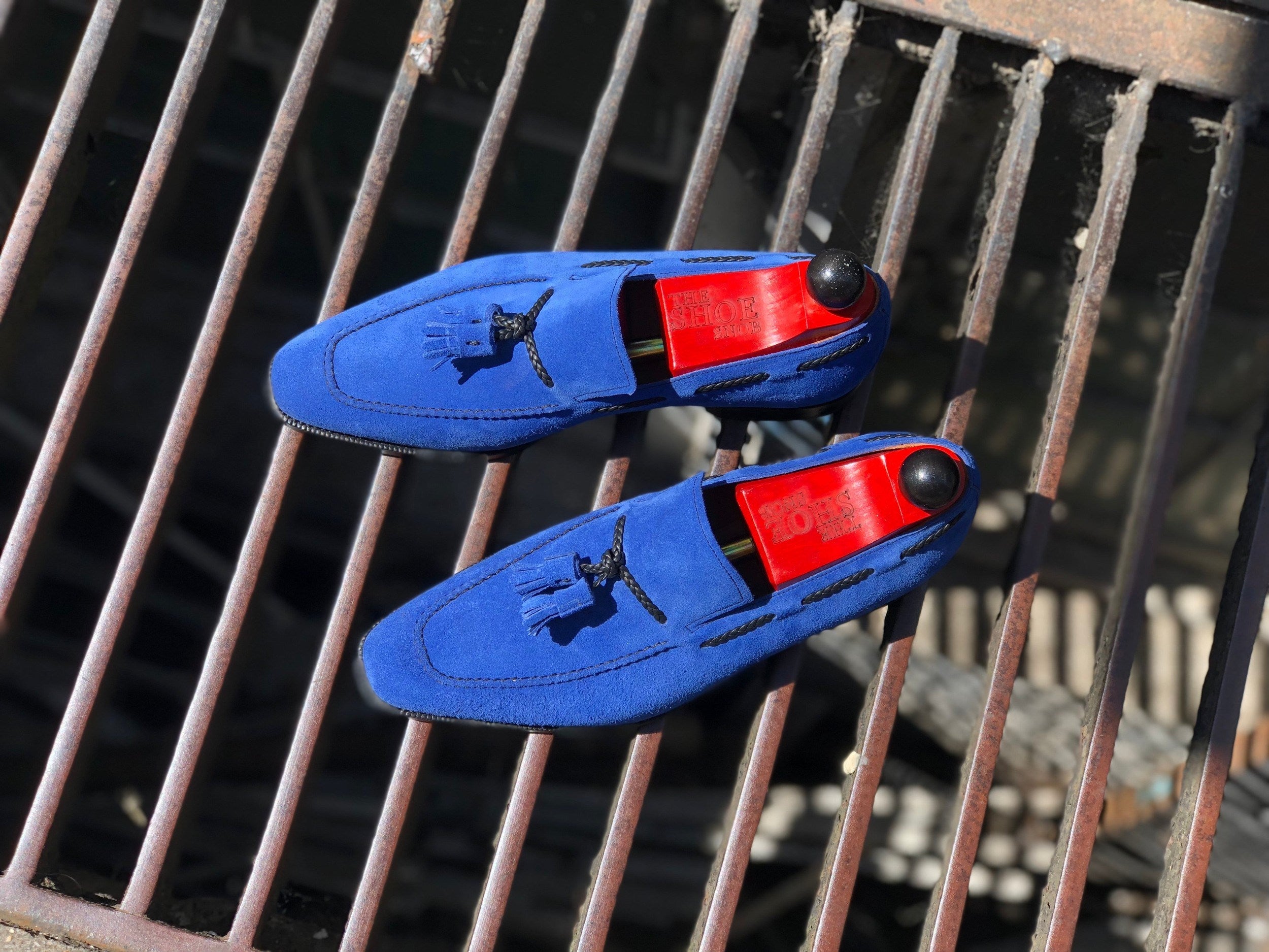Eskapa - MTO - Soft Blue Suede - LPB Last - Single Leather Sole-Made To Order Tassel Loafer-J.FitzPatrick Footwear