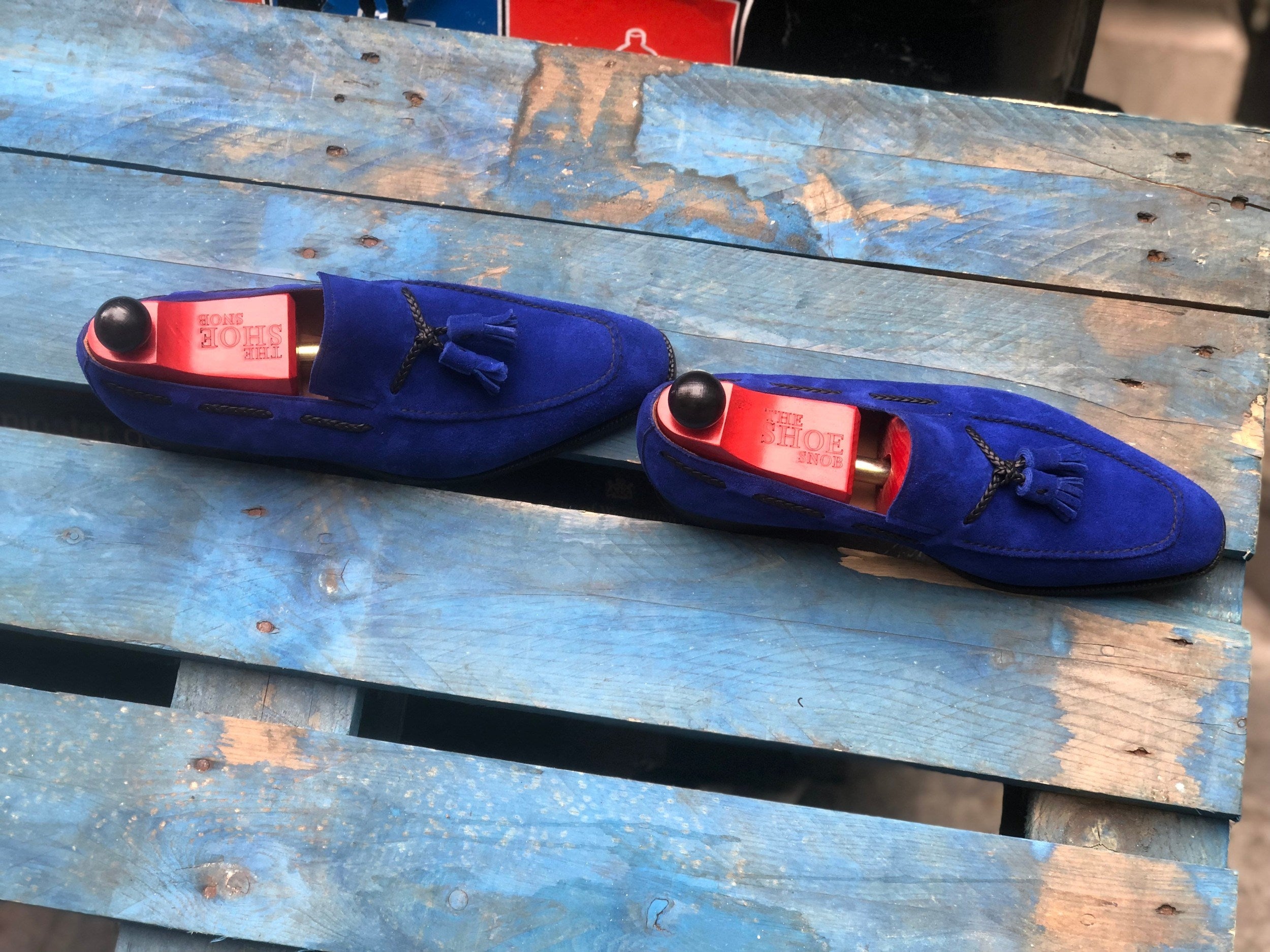 Eskapa - MTO - Vivid Blue Suede - LPB Last - Single Leather Sole-Made To Order Tassel Loafer-J.FitzPatrick Footwear