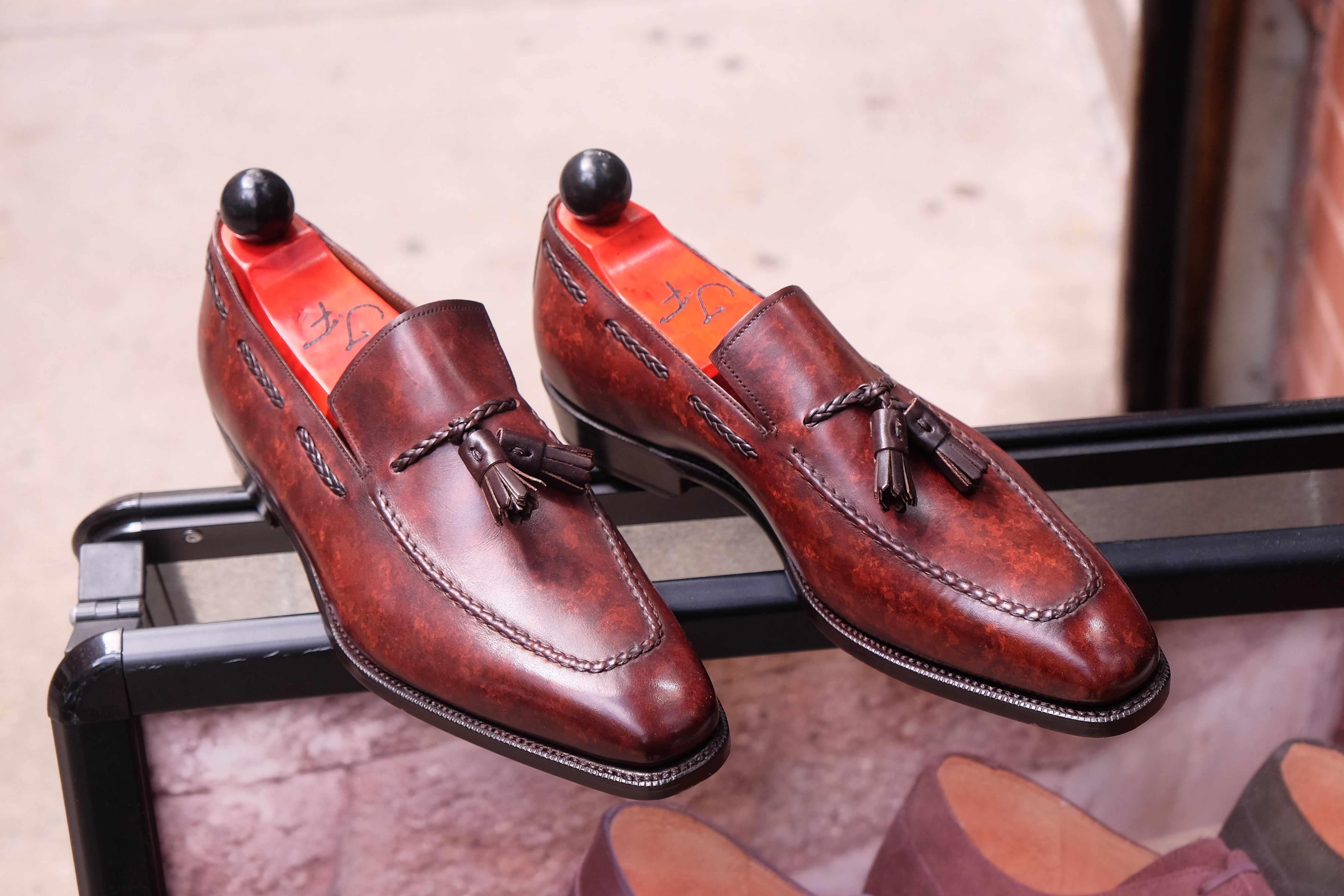 Eskapa - Walnut Marble Patina-Tassel Loafers-J.FitzPatrick Footwear