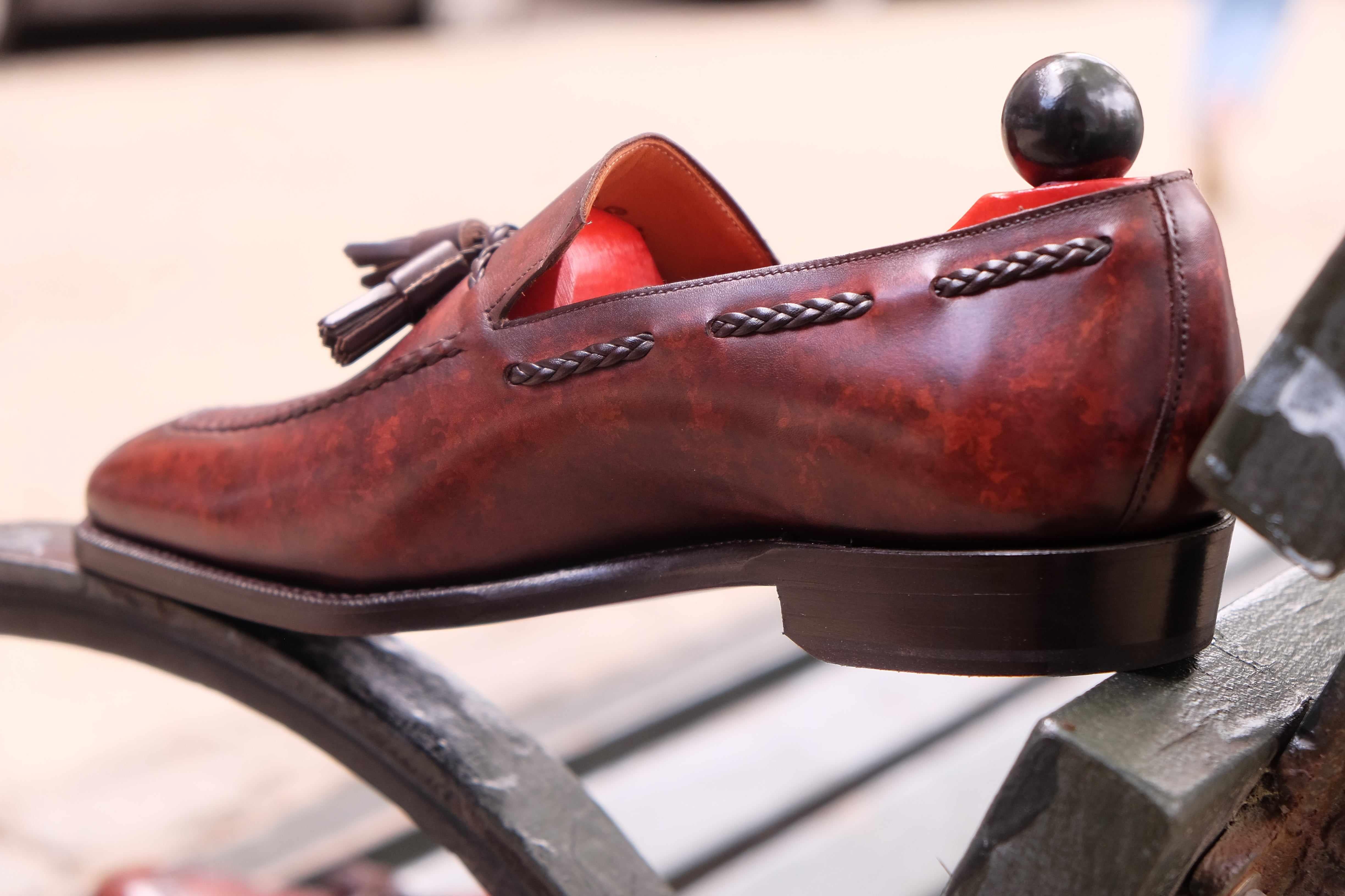 Eskapa - Walnut Marble Patina-Tassel Loafers-J.FitzPatrick Footwear