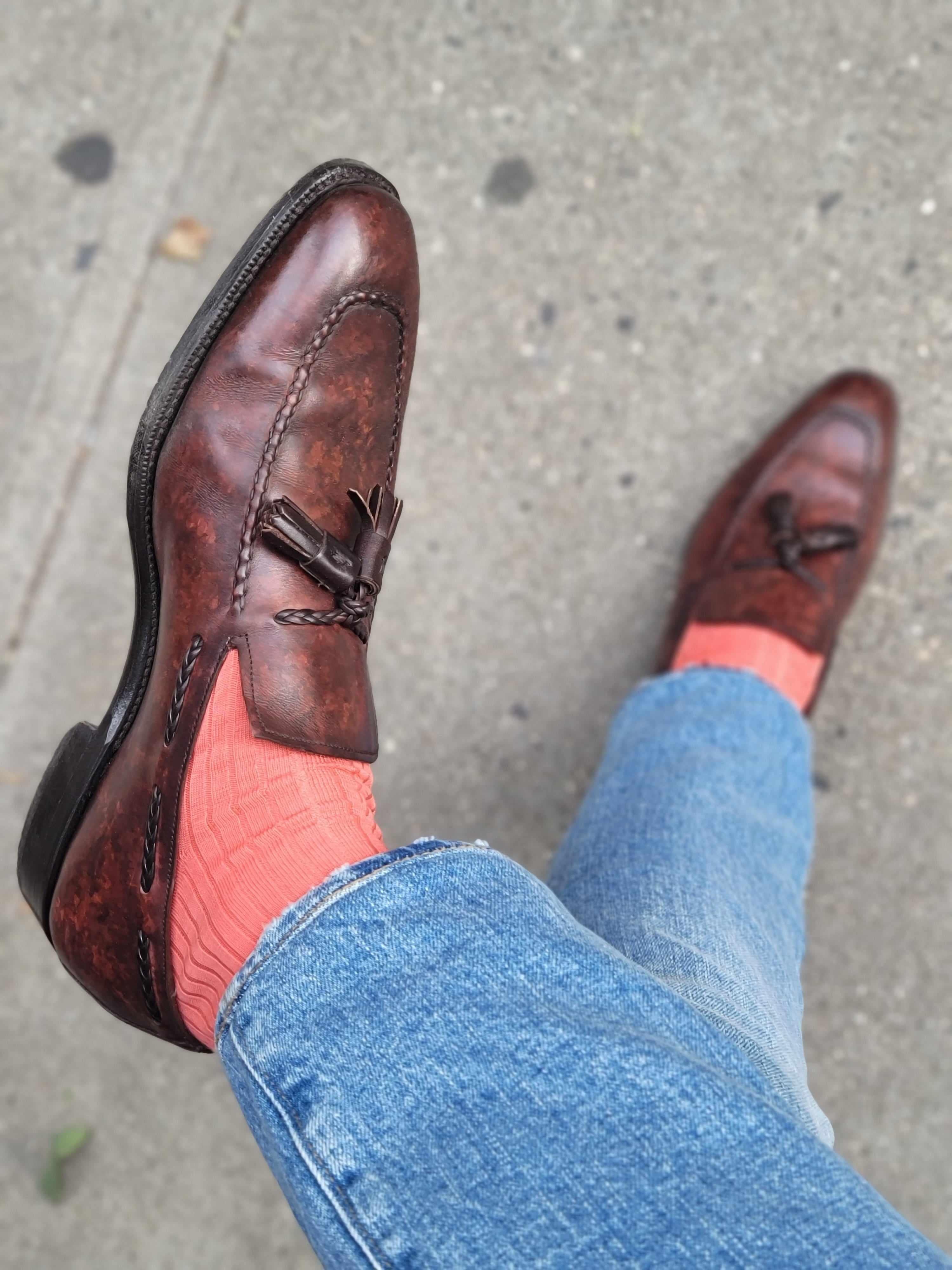 Eskapa - Walnut Marble Patina-Tassel Loafers-J.FitzPatrick Footwear
