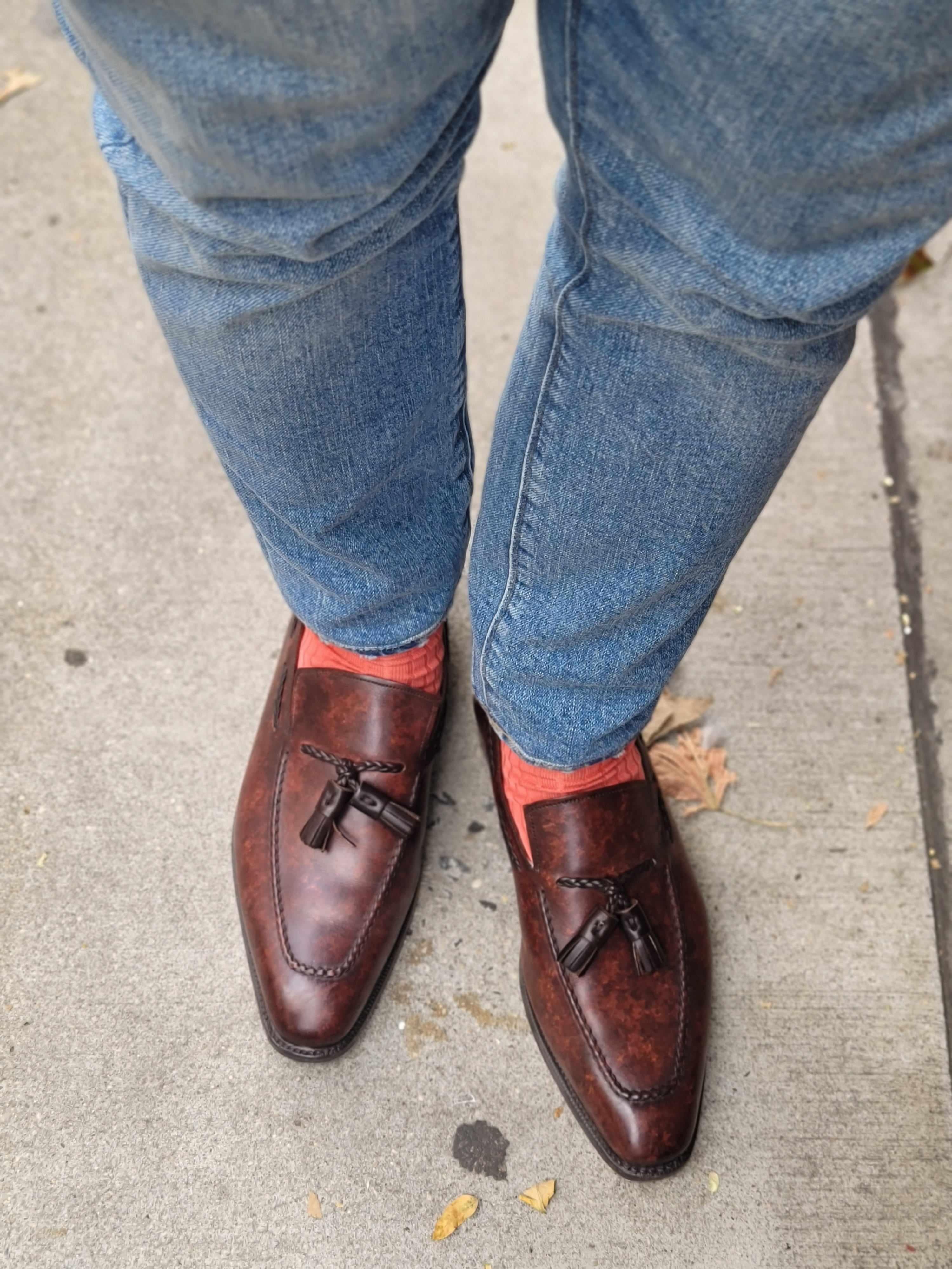 Eskapa - Walnut Marble Patina-Tassel Loafers-J.FitzPatrick Footwear