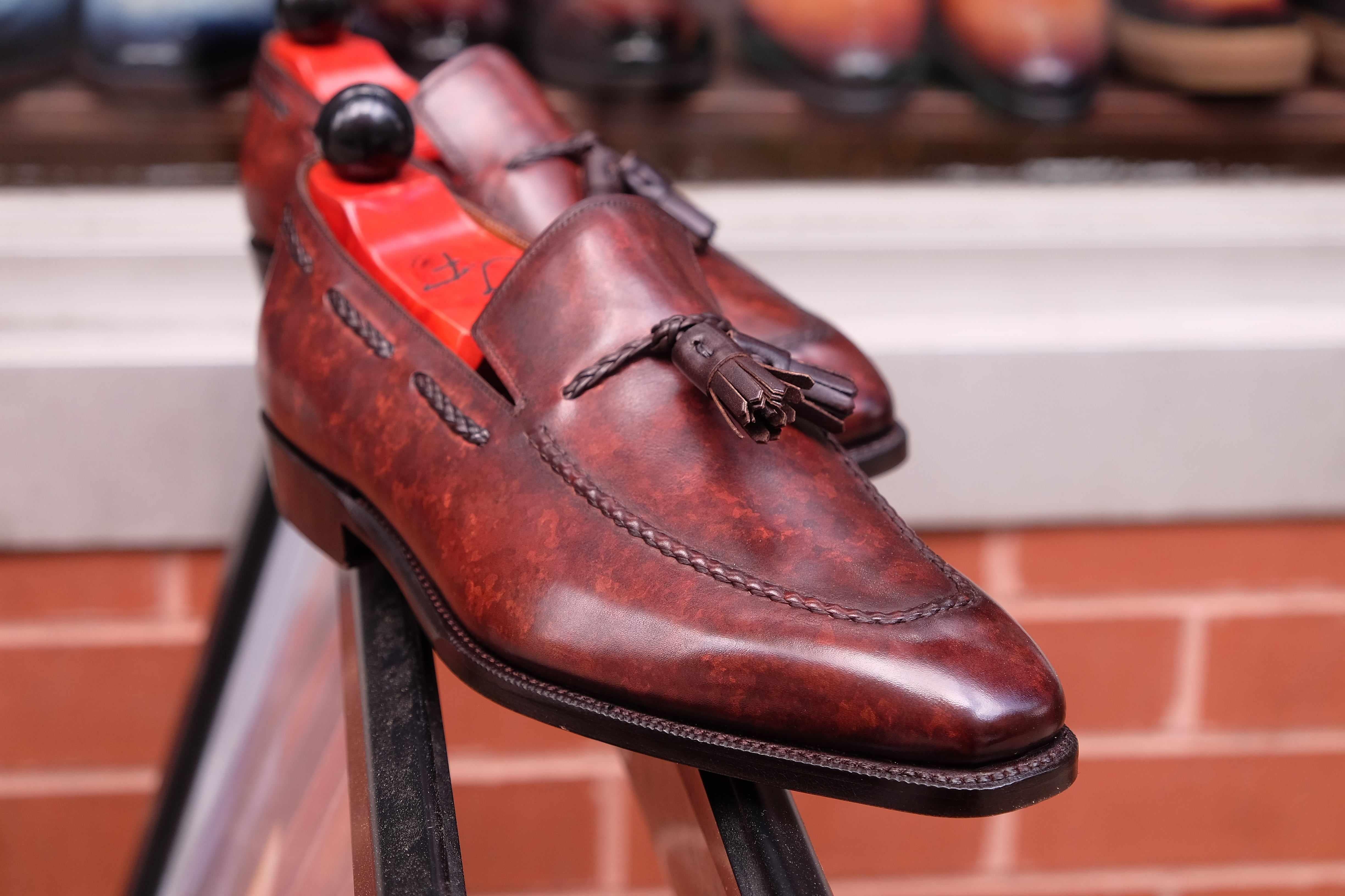Eskapa - Walnut Marble Patina-Tassel Loafers-J.FitzPatrick Footwear