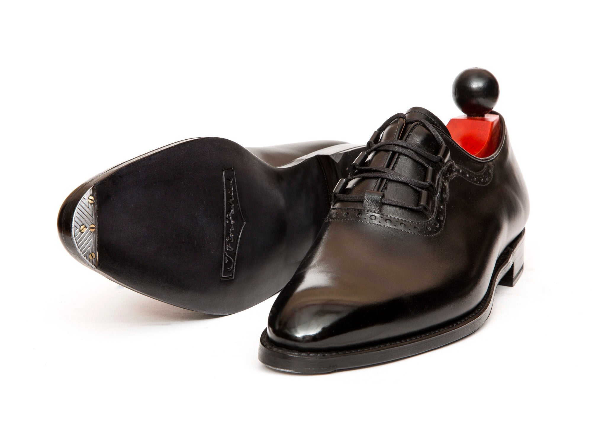 Everett - MTO - Black Calf - SEA Last - Double Leather Sole-Made To Order Plain Toe Ghillie Oxfords Brogue-J.FitzPatrick Footwear
