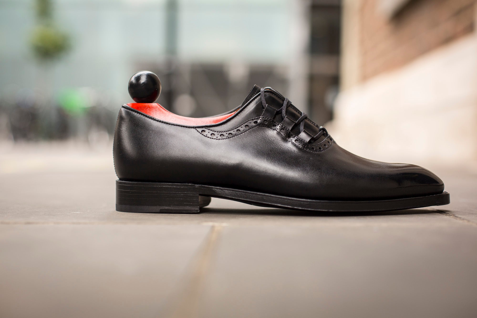Everett - MTO - Black Calf - SEA Last - Double Leather Sole-Made To Order Plain Toe Ghillie Oxfords Brogue-J.FitzPatrick Footwear