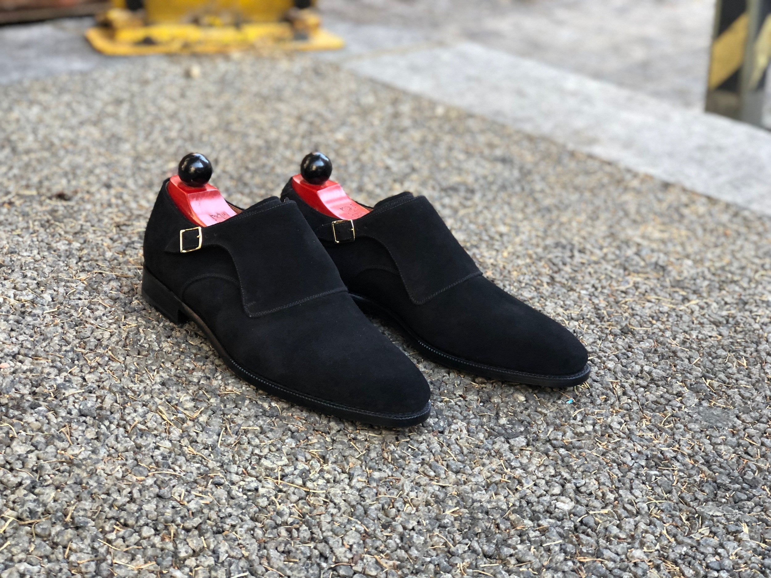Factoria - MTO - Black Suede-Made To Order Double Monkstrap Plain Toe-J.FitzPatrick Footwear