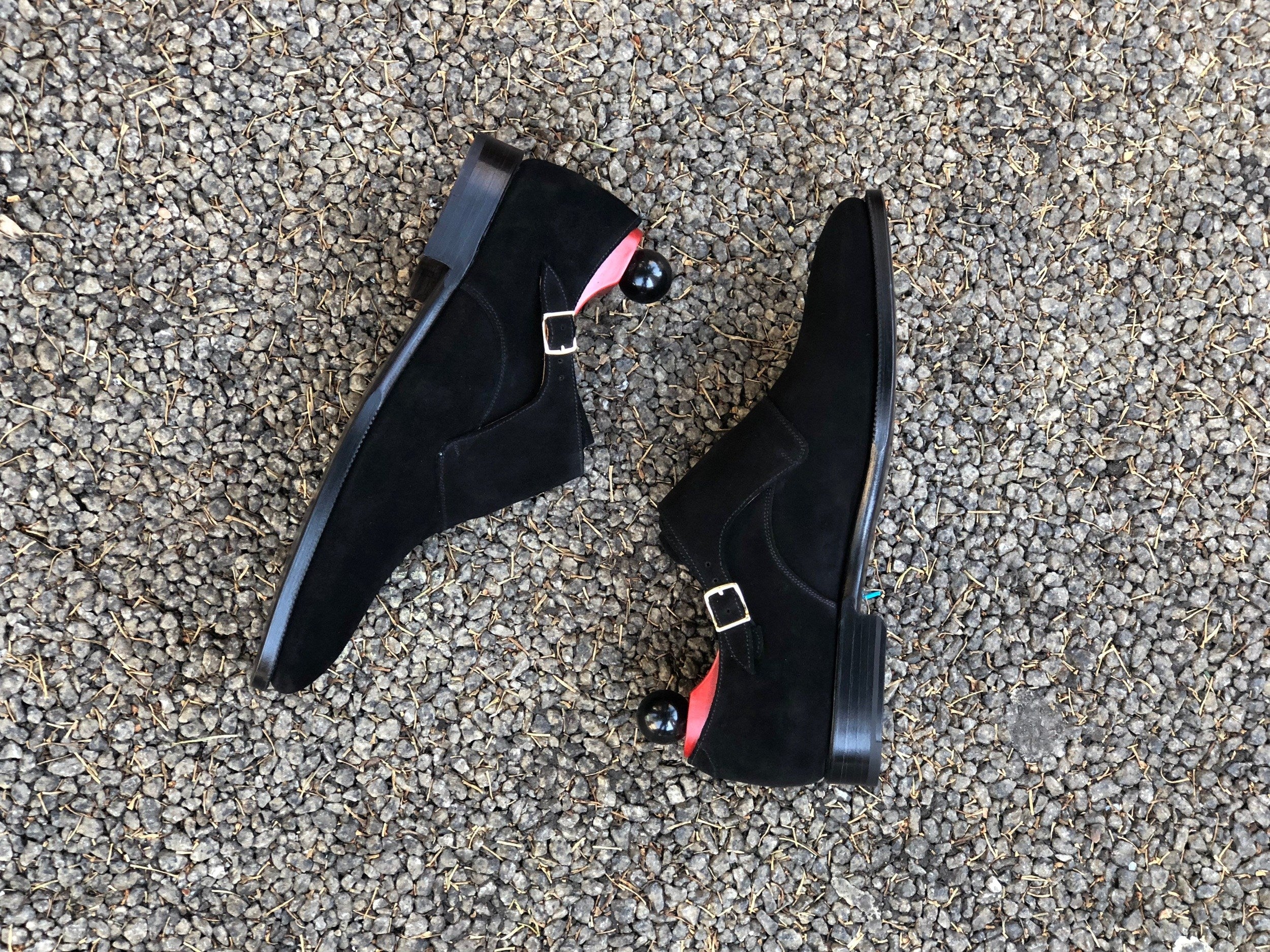 Factoria - MTO - Black Suede-Made To Order Double Monkstrap Plain Toe-J.FitzPatrick Footwear