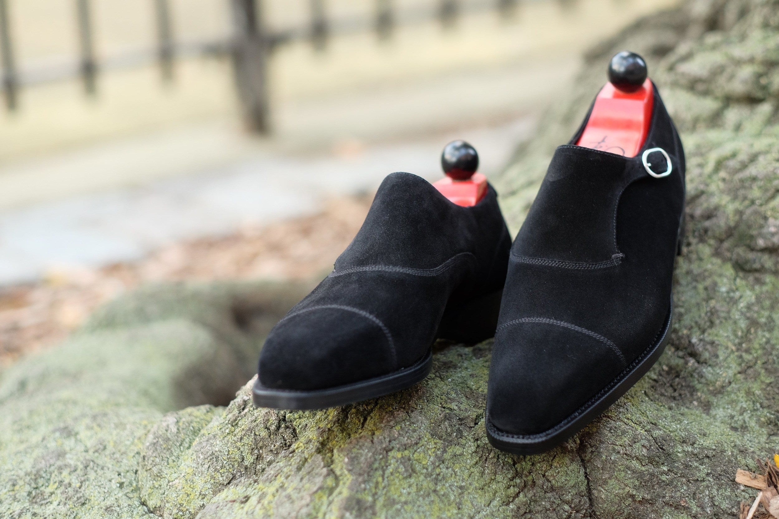 Fauntleroy - MTO - Black Suede-Made To Order Single Monkstrap Captoe Cap Toe-J.FitzPatrick Footwear