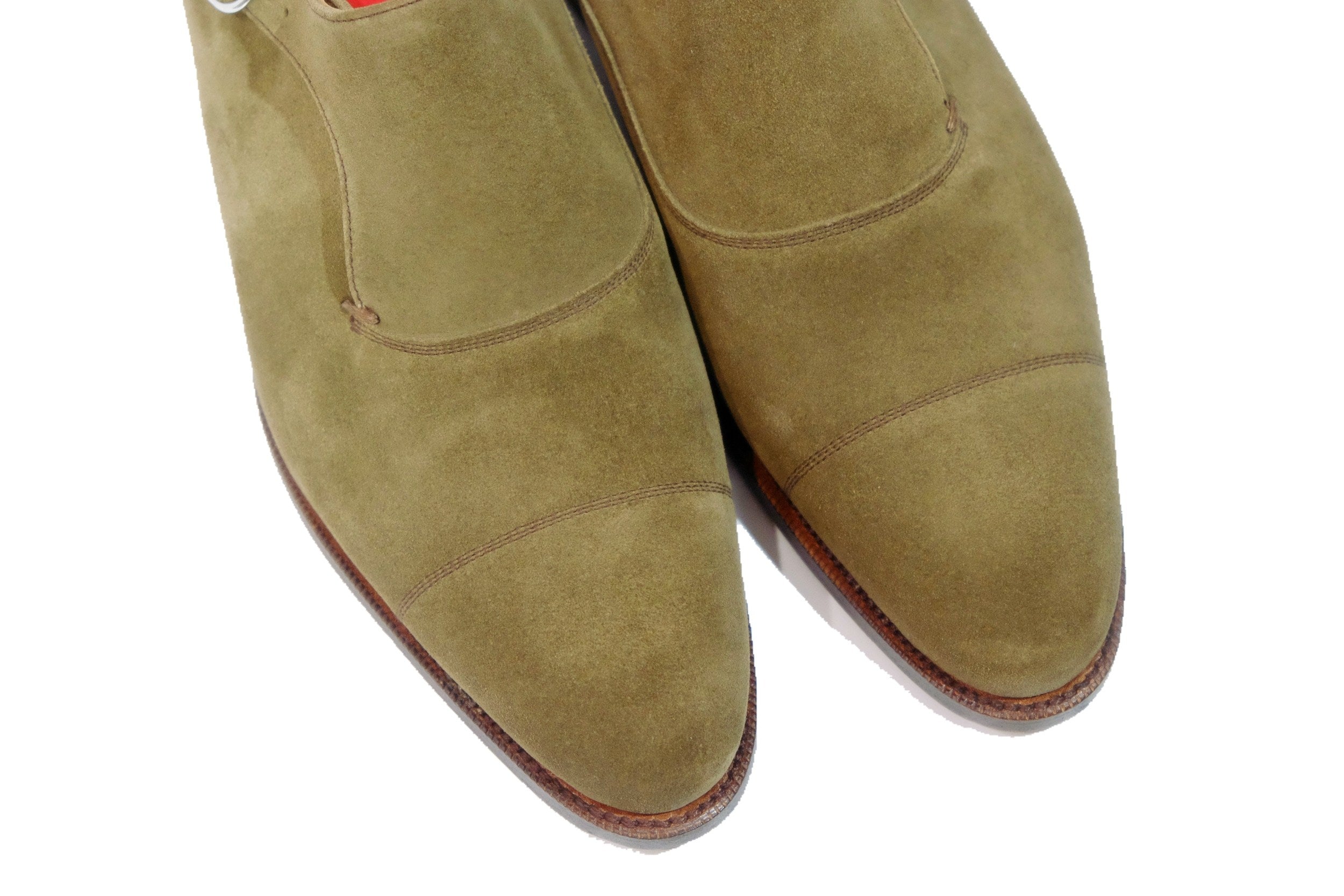 Fauntleroy - MTO - Olive Suede-Made To Order Single Monkstrap Captoe Cap Toe-J.FitzPatrick Footwear