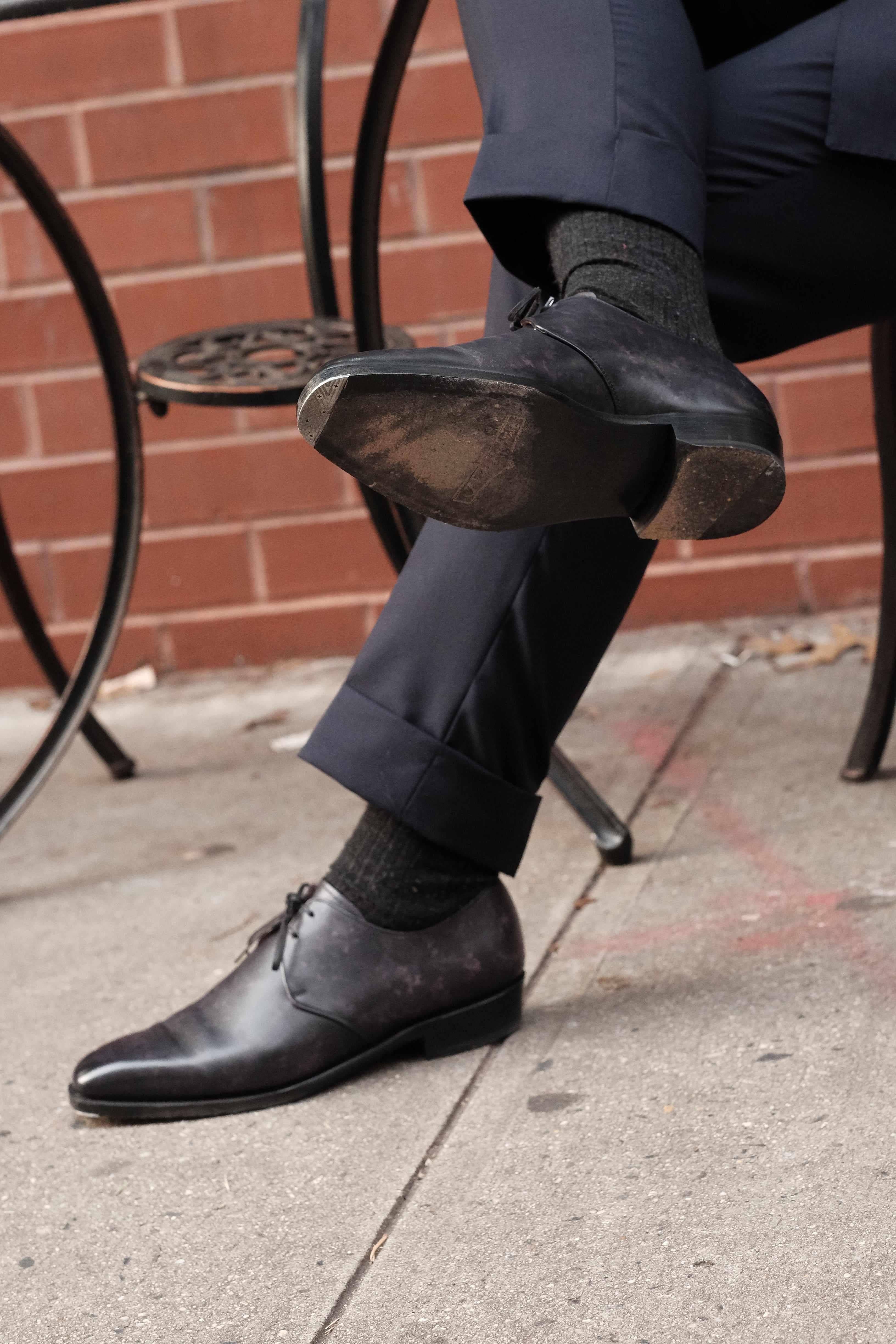 Fremont - Black Marble Patina-Two Eyelet Derbies-J.FitzPatrick Footwear