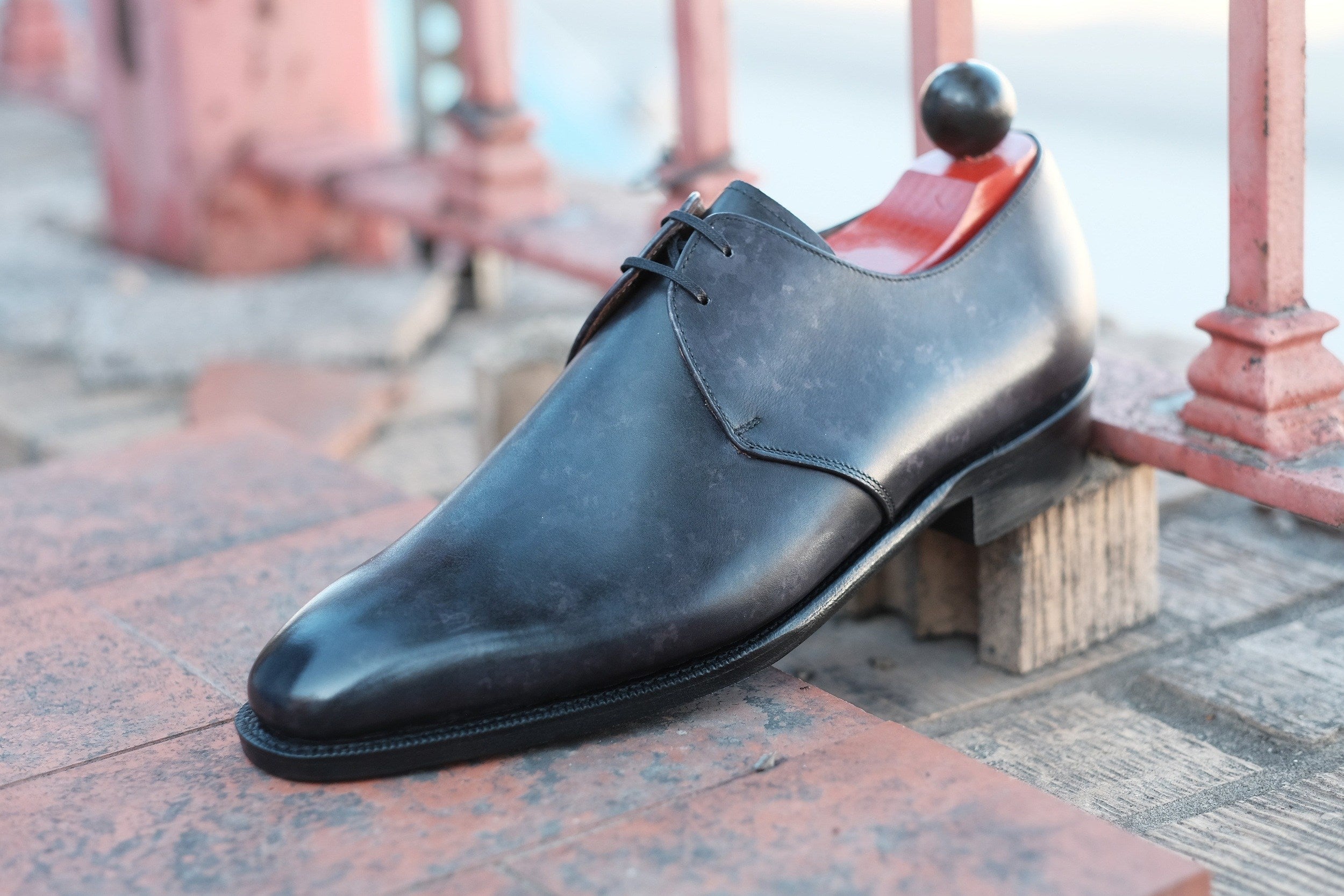 Fremont - MTO - Black Marble Patina-Made To Order Derbies Derby Two Eyelet-J.FitzPatrick Footwear